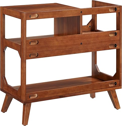 Miniatura 5 de Crosley Furniture Asheville Mid-Century Modern Media Console - Soporte para tocadiscos, almacenamiento para discos de vinilo, mediano, nogal