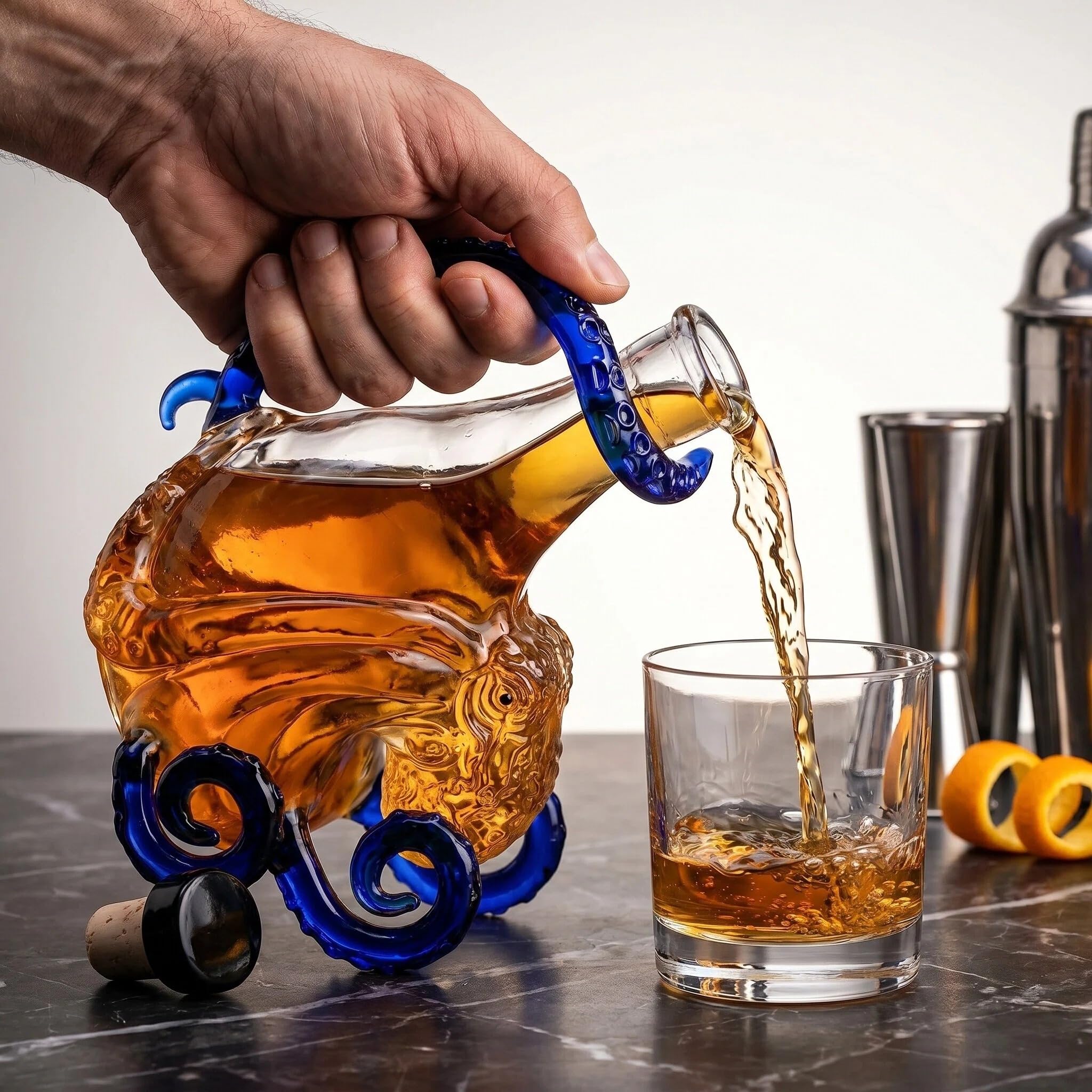 Rum Edition Bouteille à décanter à whisky en forme de pieuvre 3D