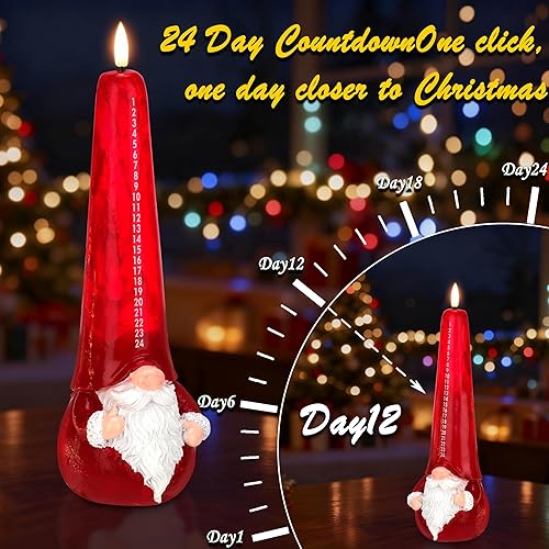 Miniatura 5 de Velas de Adviento sin llama, 1 paquete de velas LED parpadeantes de Navidad, vela sin llama en forma de Papá Noel de Navidad