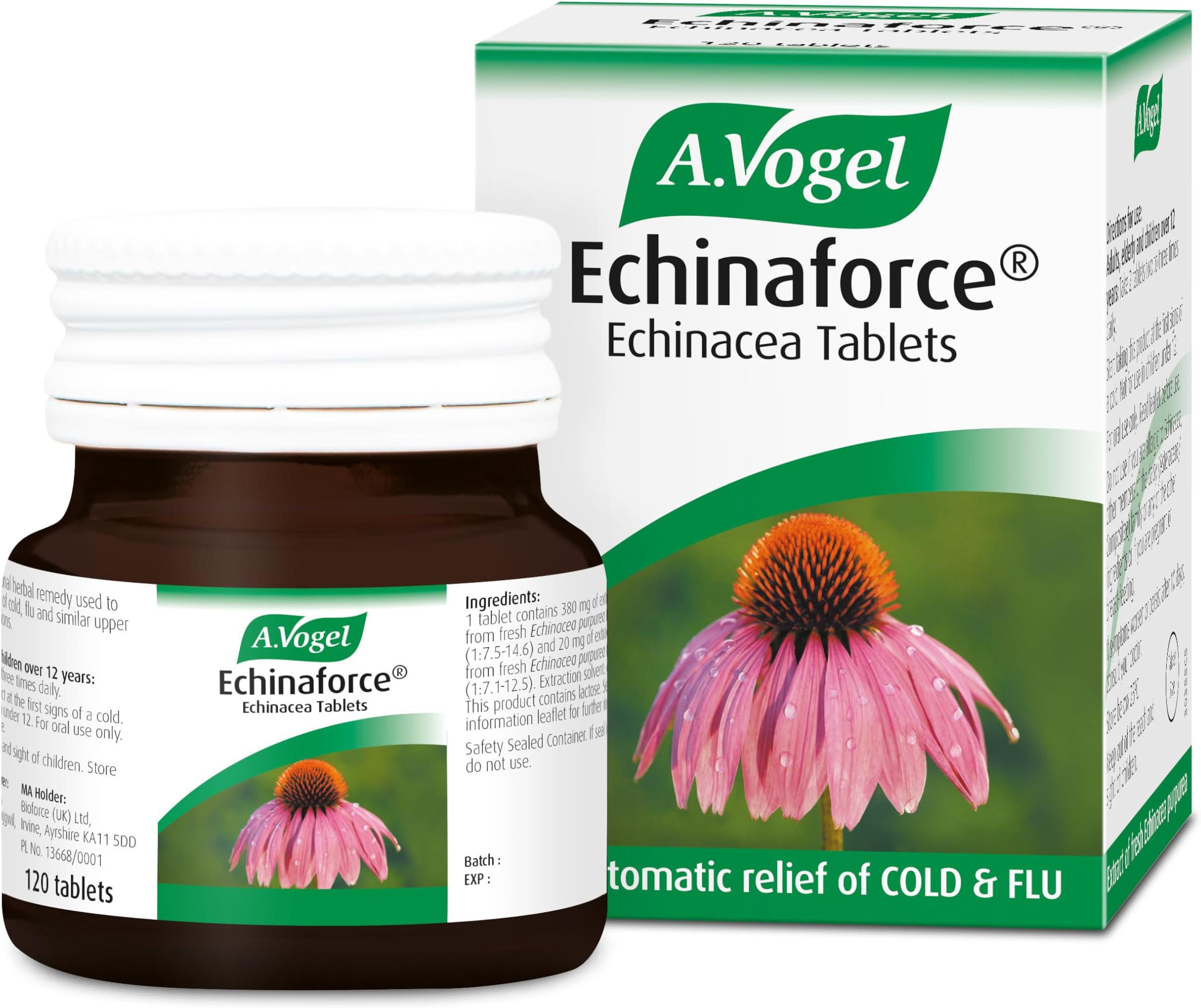 Echinaforce Echinacea Tablets relieves Cold & flu Symptoms by strengthening The Immune System, 120 Tablets