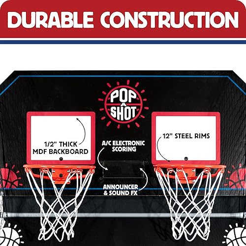 Miniatura 3 de Pop-A-Shot - Home Dual Shot  Diversión de baloncesto arcade en casa  Puntuación de sensor infrarrojo  16 modos de juego  7 bolas  Almacenamiento