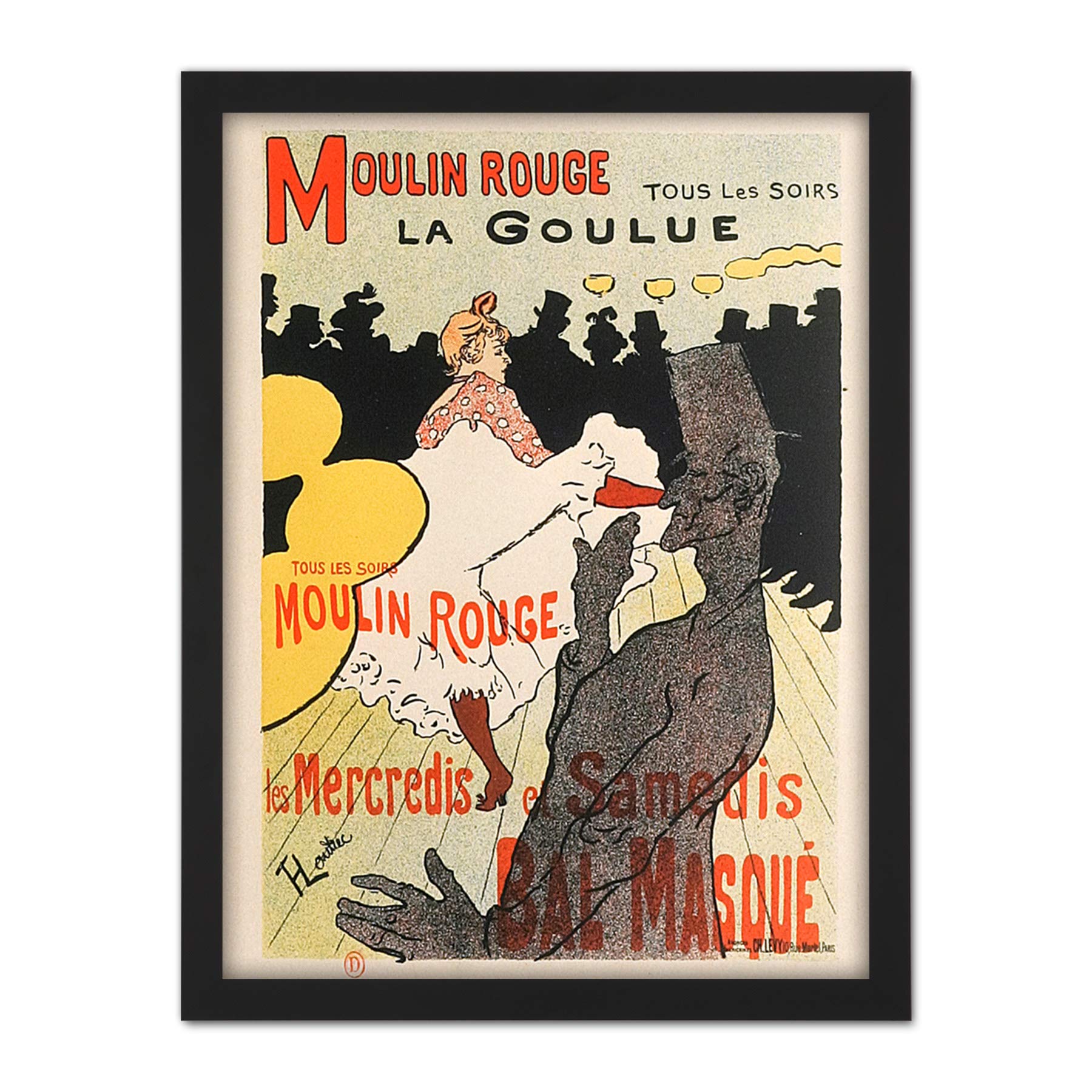 Artery8 Toulouse-Lautrec Dancer La Goulue Moulin Rouge Advert Artwork Framed Wall Art Print 18X24 Inch