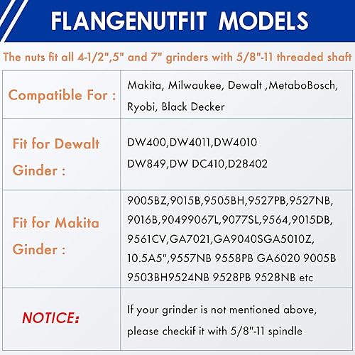 Miniatura 6 de TAROSE Llave amoladora angular universal ajustable con 4 piezas 58-11 amoladora tuerca de eje compatible con Dewalt Milwaukee Makita Bosch Ryobi