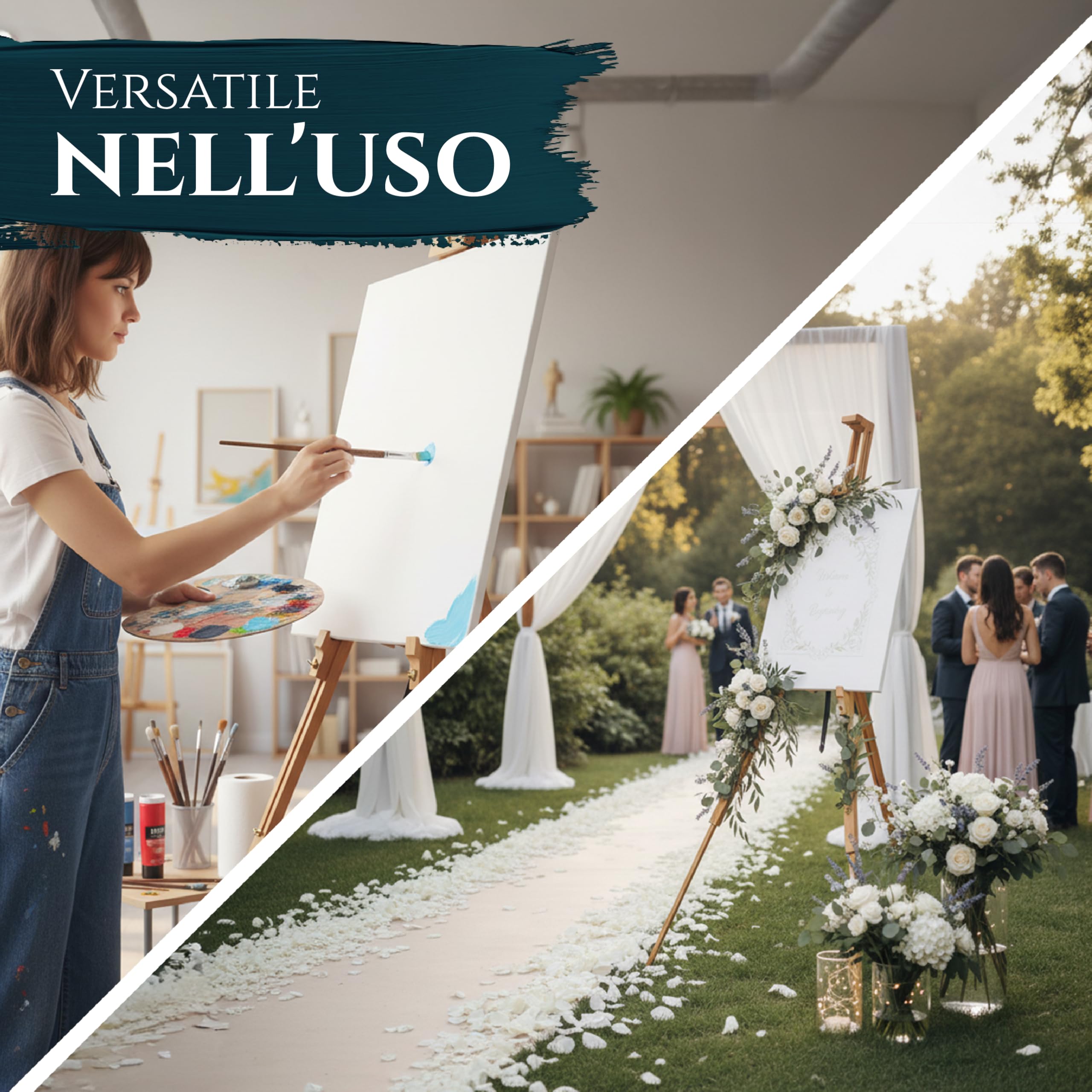 Artina Cavalletto portatile per artista – supporto regolabile in legno per pittura e disegno da viaggio – esposizione di cartelli di nozze