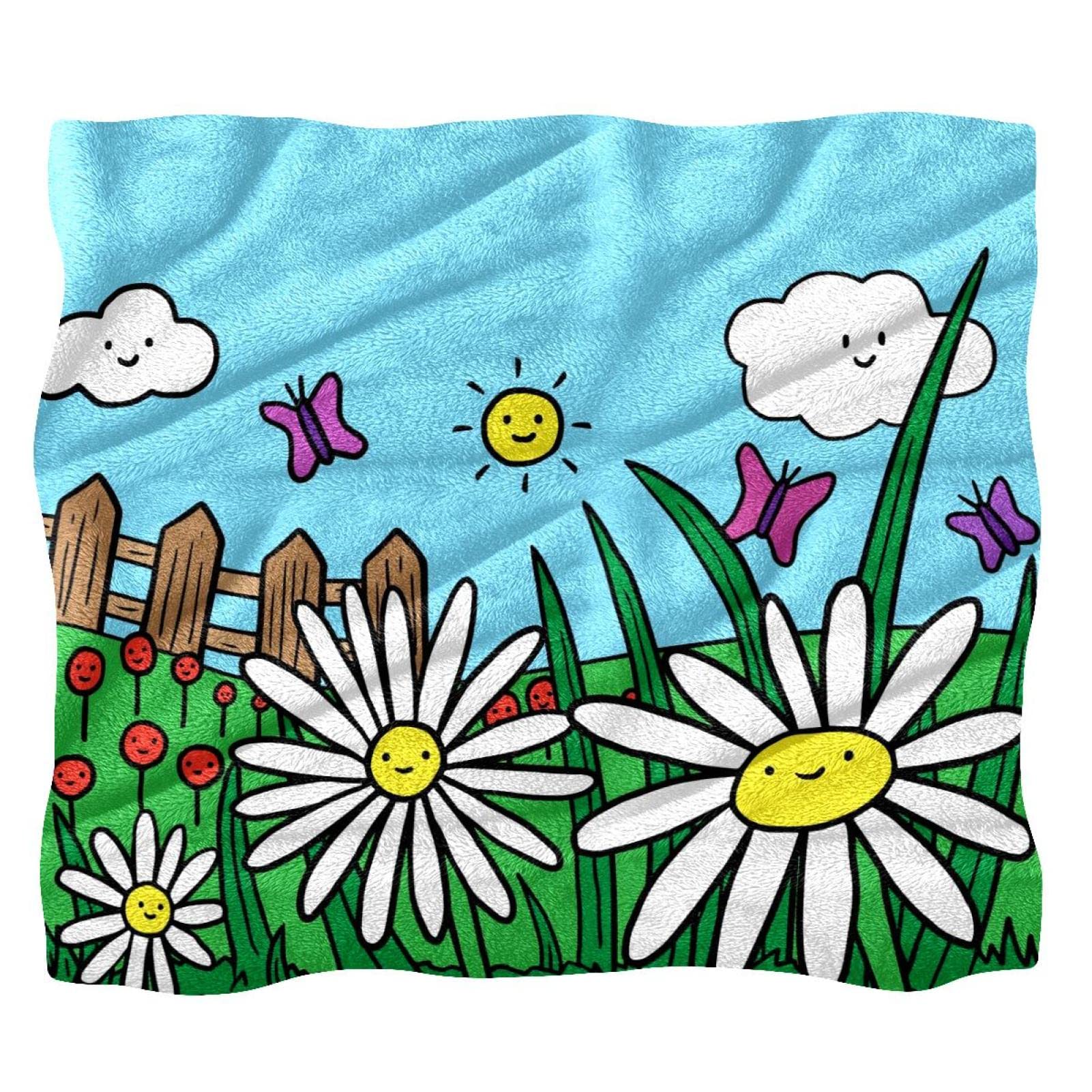 Couverture polaire fleurs douce et confortable pour lit ou canapé de salon