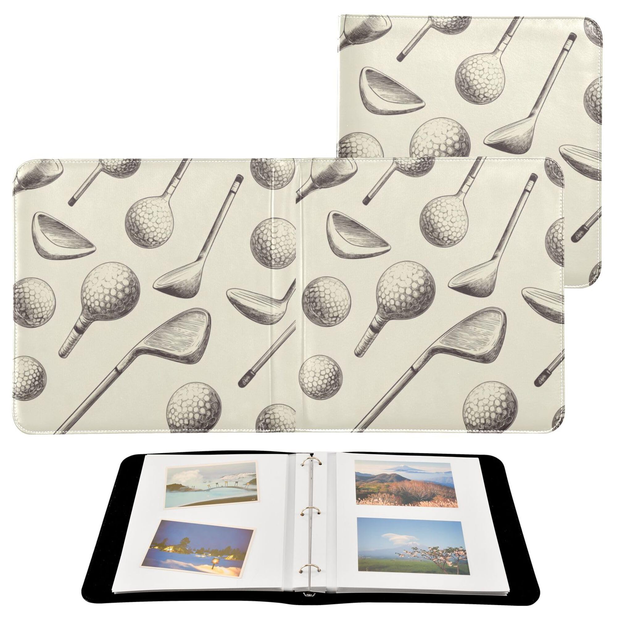Fisyme Golf Balls Retro Photo Album Self Adhesive DIY Scrapbook Album for 2x3 4x6 5x7 6x8 Pictures 20 Pages Memory Book for Family Wedding