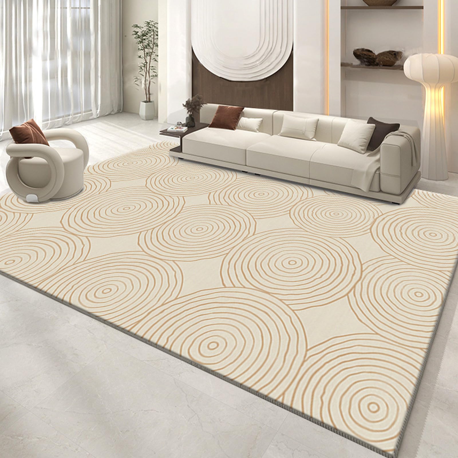 Felpudo Entrada Casa Círculo Marrón Beige Alfombra Salon Lavable Alfombra Entrada Casa Exterior Poliéster Felpudo Exterior Lluvia Suave Alfombras de Habitacion Salon Antideslizante Tapete 100x150cm
