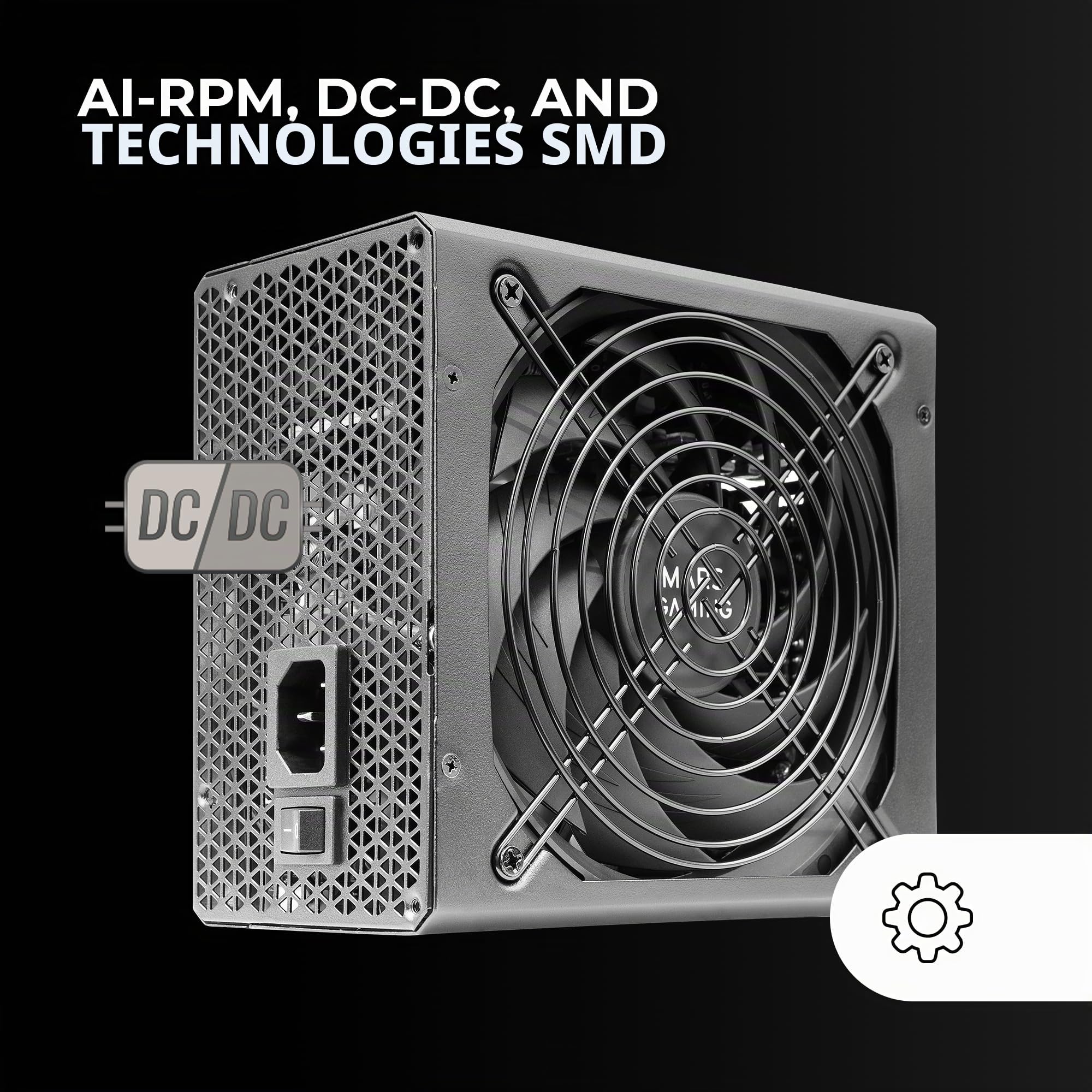 Mars Gaming MPB1000P, Alimentation Modulaire ATX 3.1 1000W, Garantie de 10 Ans, 80Plus Gold, Ventilateur 140mm AI-RPM, Condensateurs Japonais, Support PCIe 5.1 et APFC, Technologie DC-DC et SMD, Noir