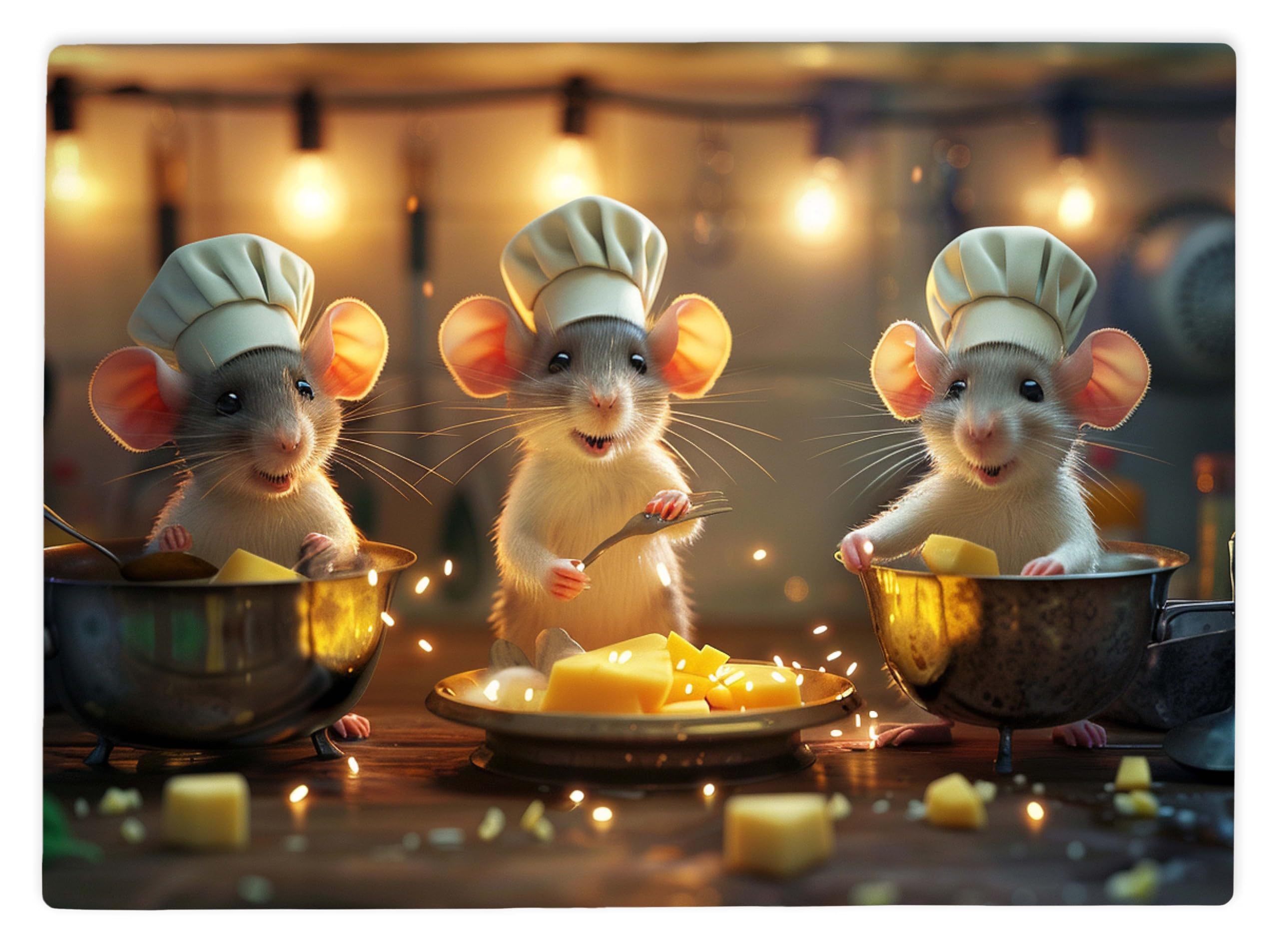Shopagift Trio of Mice with Cheese Glass Chopping Board Large Kitchen Worktop Saver 39cm x 28cm