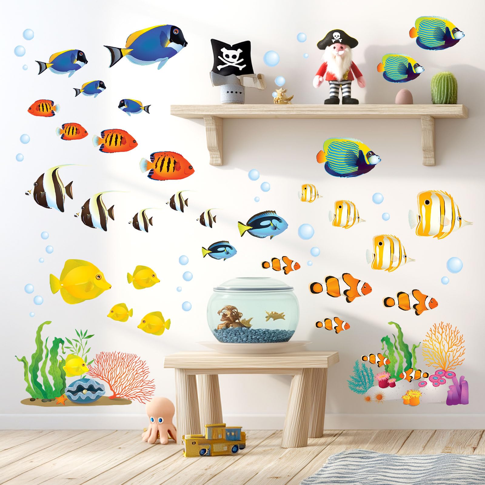 Amazon.co.jp: DECOWALL DS-8035 サンゴ礁の魚 (小) ウォール
