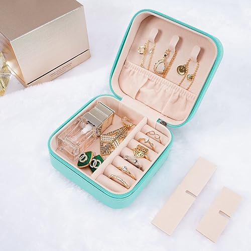 Miniatura 3 de Pequeñas cajas de joyería de viaje, organizador de joyas portátil, cajas de almacenamiento para aretes, anillos, collares, cajas de joyería
