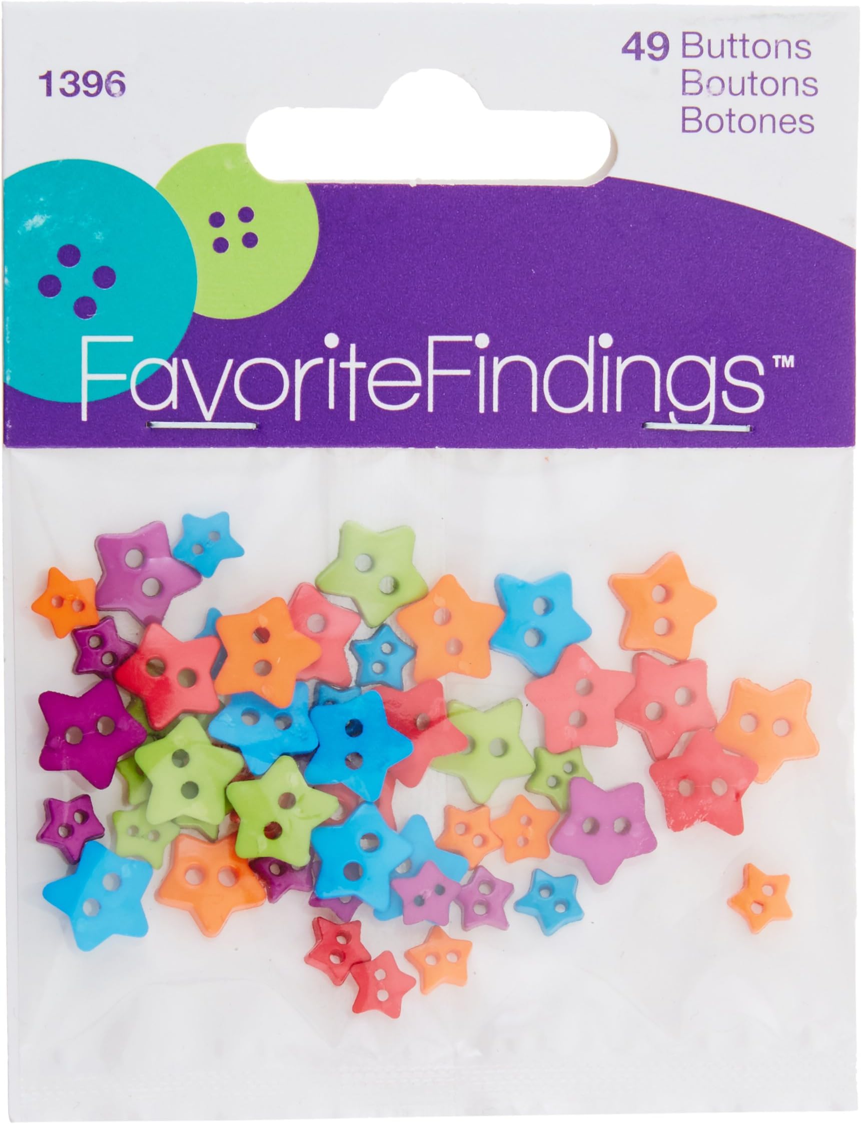 Blumenthal Lansing Favorite Findings Mini Shaped Buttons, Fun Stars 49/Pkg