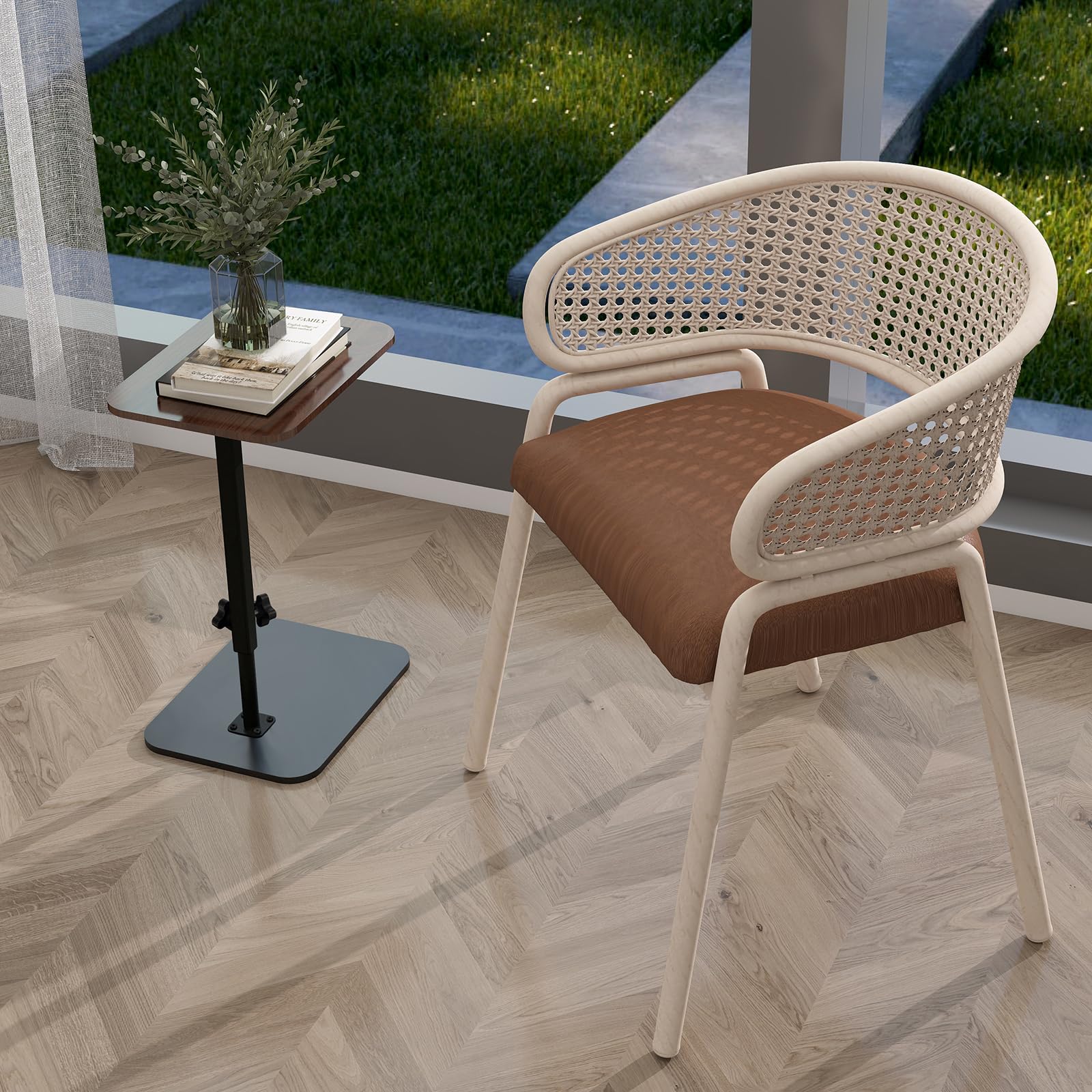 Tavolino in Legno Tavolino Ausiliario per Divano e Letto Tavolini a Forma di C Girevole a 360° Comodino Per Soggiorno, Divano, Letto