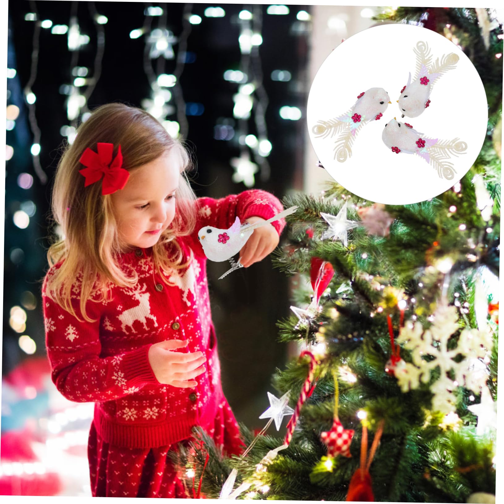 Amosfun 5 Set Di Statuette Di Uccelli Ricchi E Naturali Decorazioni Per Lalbero Di Natale Decorazioni Per Uccelli Per Casa E Ufficio 6 Pezzi * 5