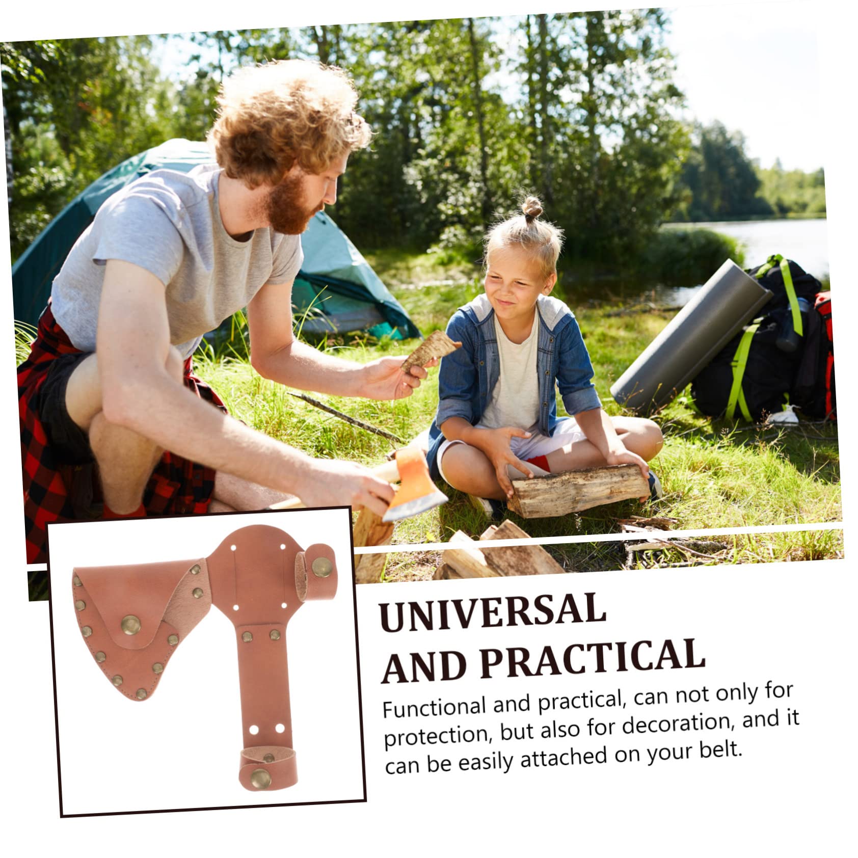 Parliky Thick Leather Hatchet Cover Camping Axe Case Snap Buttons Protective Sleeve for Axe Durable Protector Case