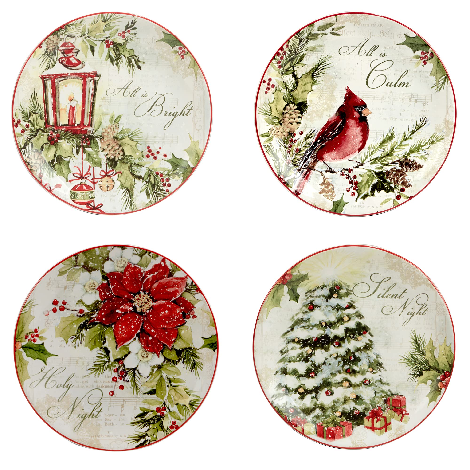 Silent Night 9" Salad/Dessert Plates, Set of 4