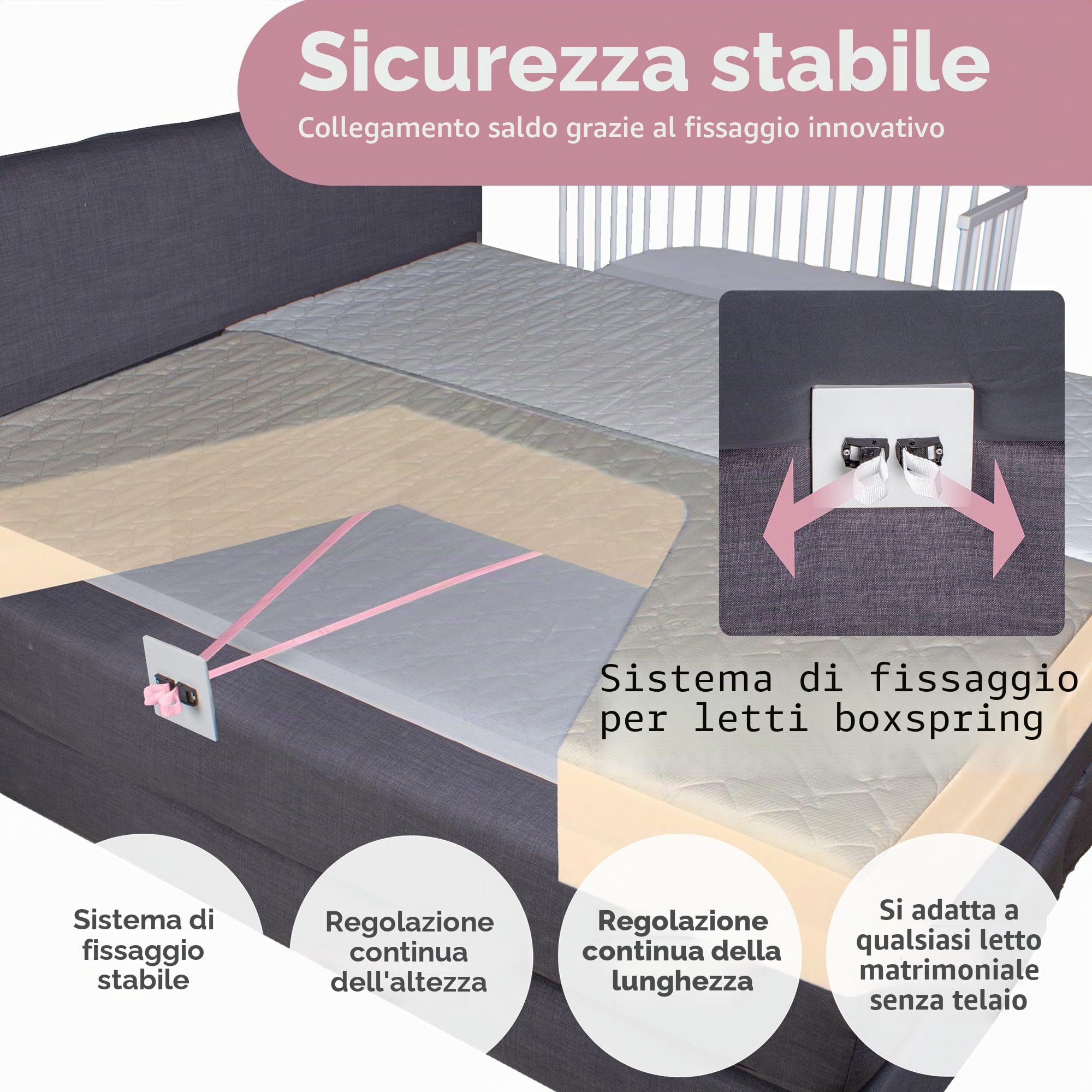 babybay Boxspring XXL letto laterale in legno massello di faggio I altezza del lettino Lettino I infinitamente regolabile ed ecologico che cresce con il bambino, laccato bianco