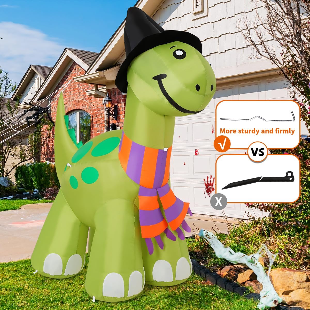 COMIN 6 FT Tall Halloween Inflatables Dinosaur Outdoor Decorations Blow Up Yard Decoration with Built-in LED for Yard Garden Party Lawn