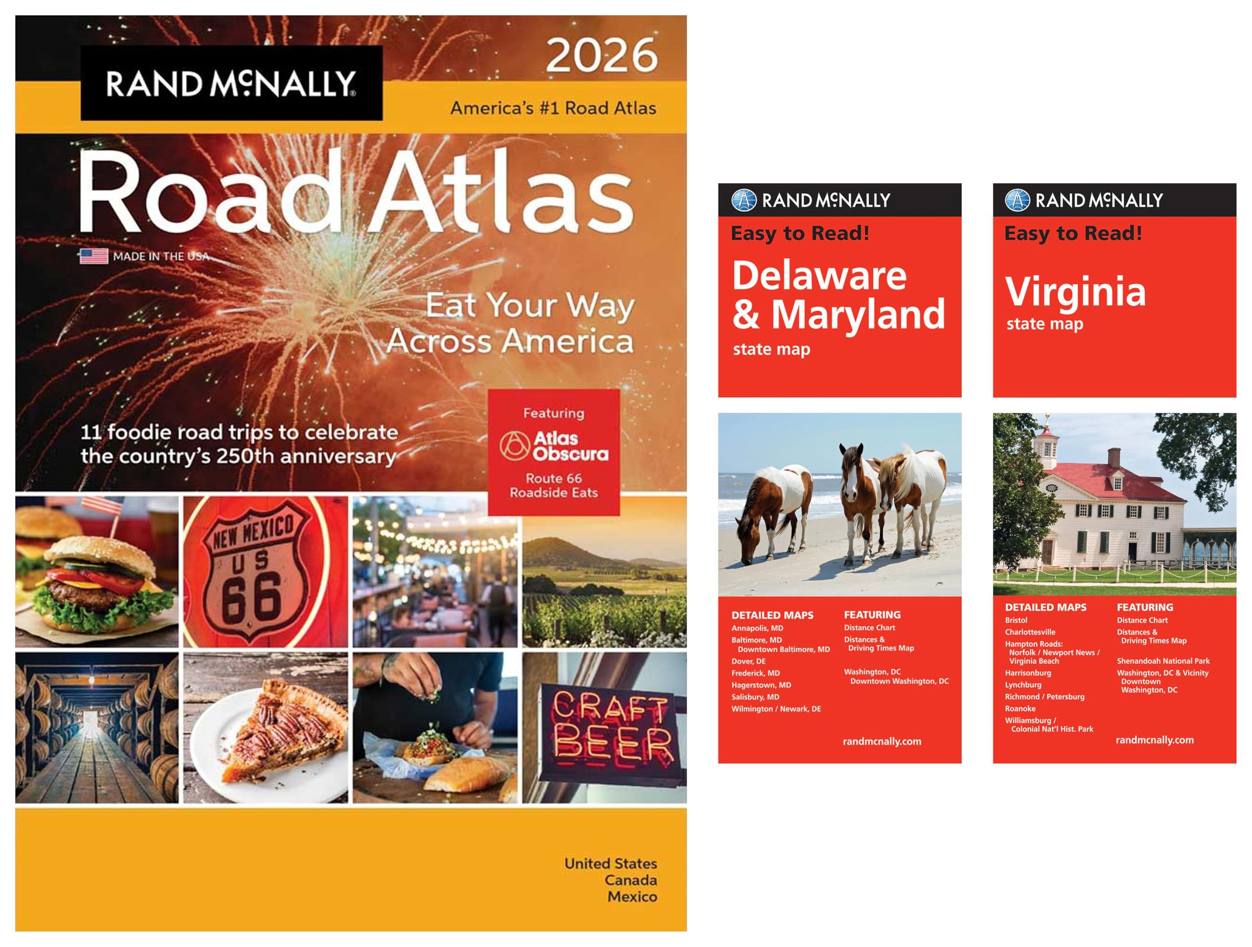 2026 Road Atlas with Easy to Read Delaware/Maryland & Virginia State Maps
