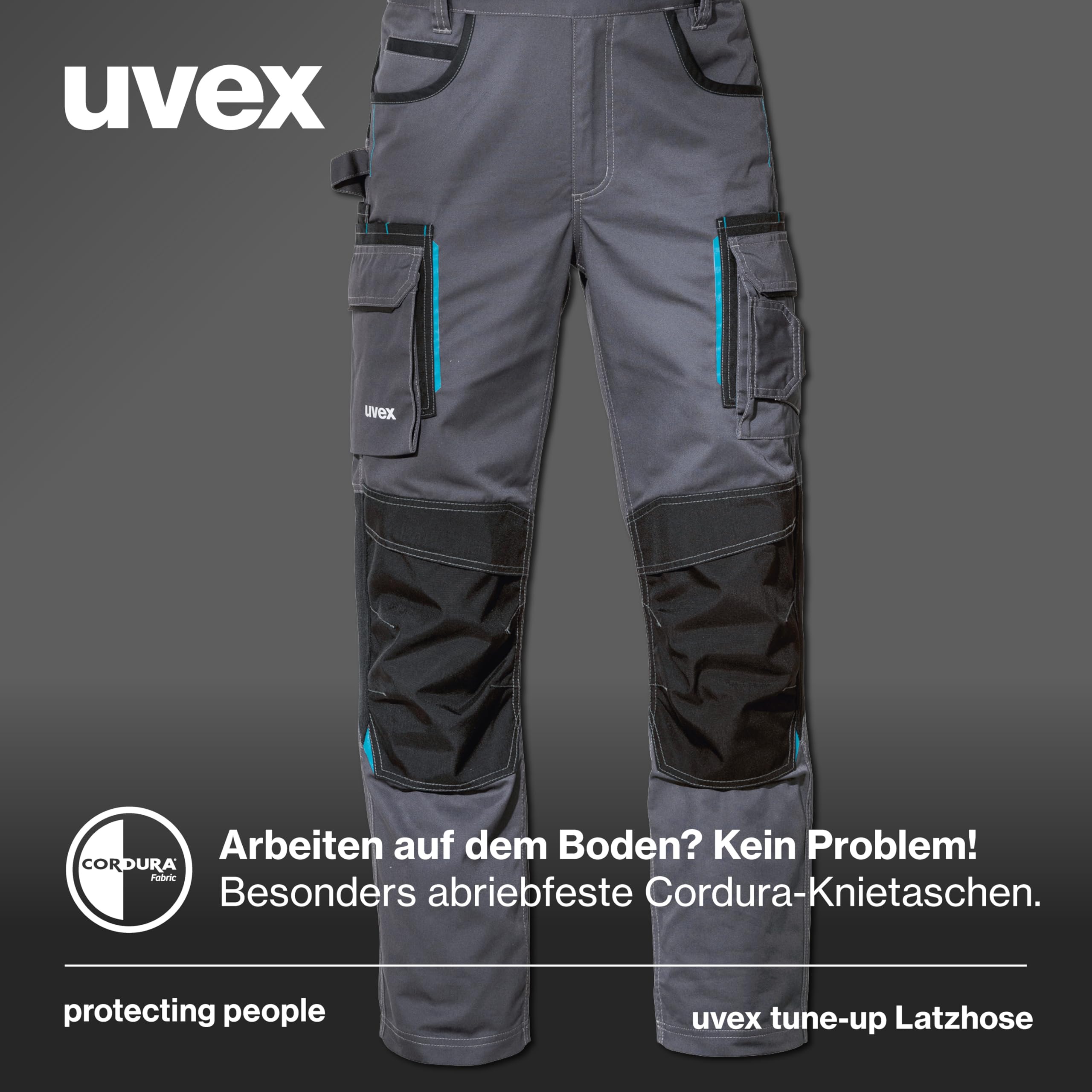 Uvex Tune-up Lange Herren-Arbeitshose - Lange Latzhose mit Knietaschen - Premium Latzhosen