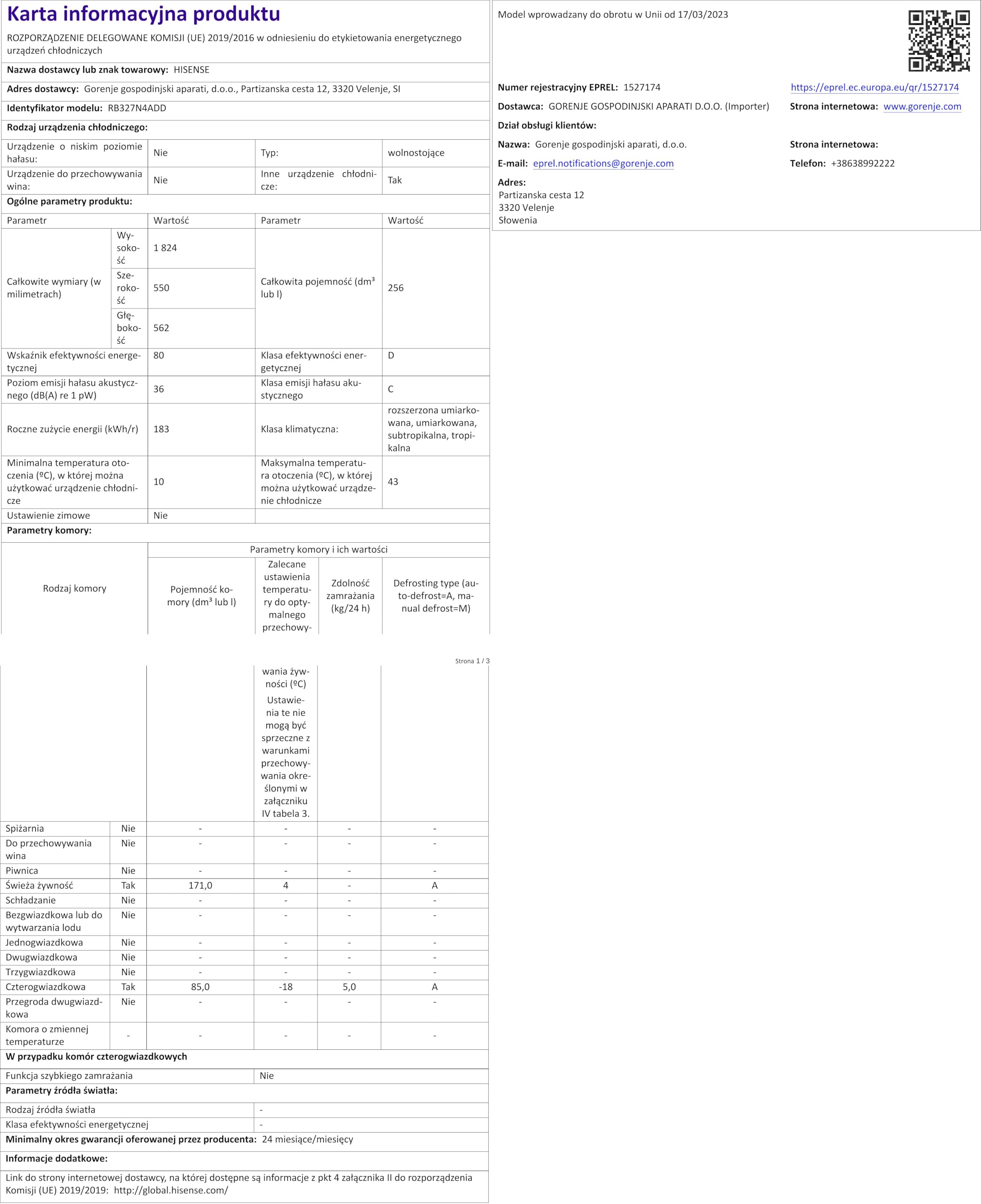 Hisense RB327N4ADD lodówko-zamrażarka, EEK D, Total NoFrost, wymienny ogranicznik drzwi, kratka na butelki, pojemność lodówki 171 l, 85 litrów, Inox Look