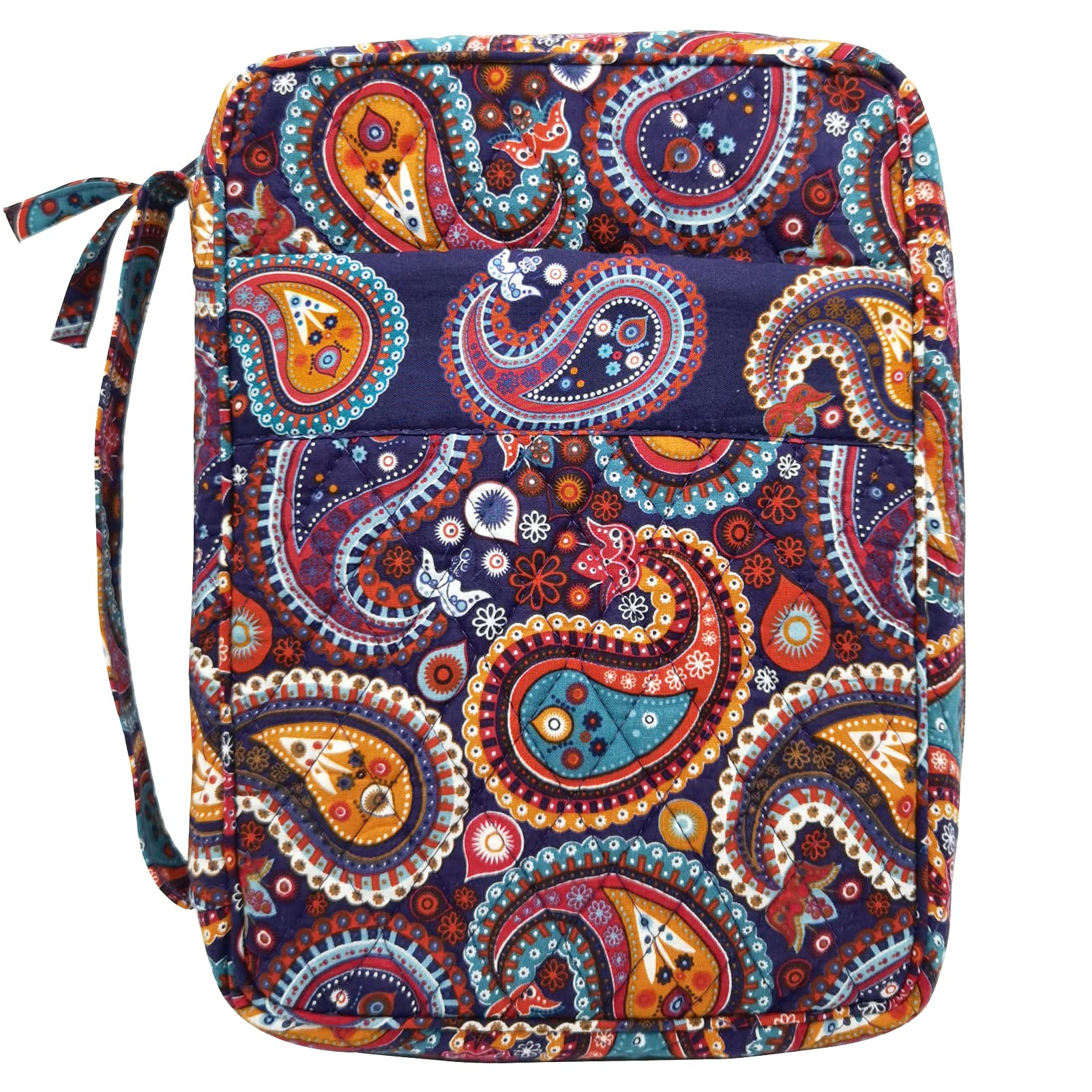 DIWI Quilted Bible Cover Extra Large Sizes 11.25 X 8.25 X 2.75 Inches Good Book Case (XL, C1 Purple Paisley)
