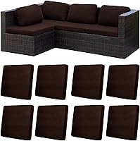 Vista 57 de Juego de 12 fundas de almohada y cojines para exteriores, 8 fundas de asiento + 4 fundas de almohada, fundas elásticas para muebles de patio