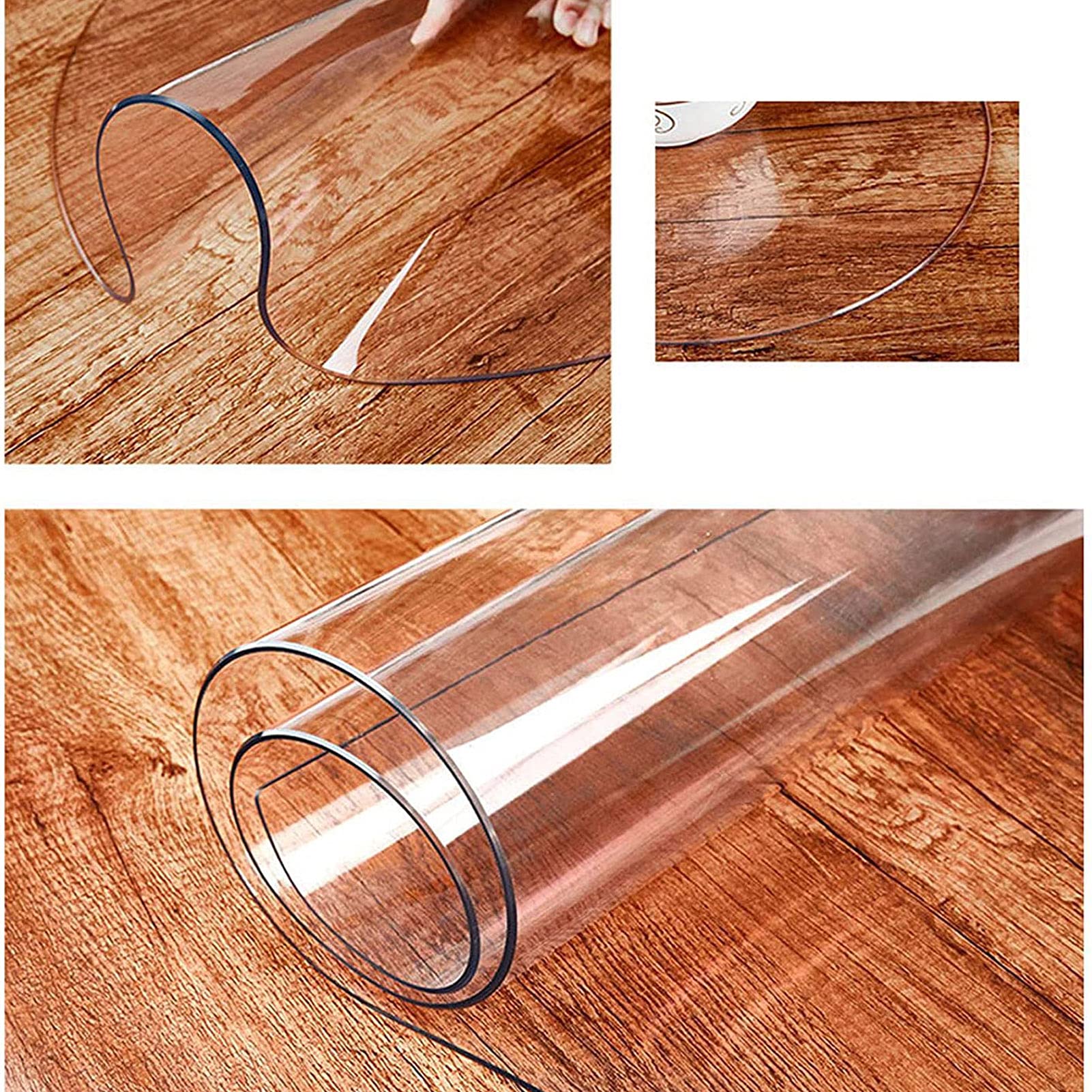 Przezroczysty okrągły ochraniacz na stół 120 cm / 140 cm PCW plastikowy obrus wodoodporny antypoślizgowy podkładki na biurko łatwe do czyszczenia szmatką idealny do jadalni i dekoracji domu