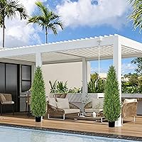 Vista 7 de Árbol de cedro topiario artificial de 6 pies, árboles artificiales de 70 pulgadas de altura para exteriores, plantas falsas realistas