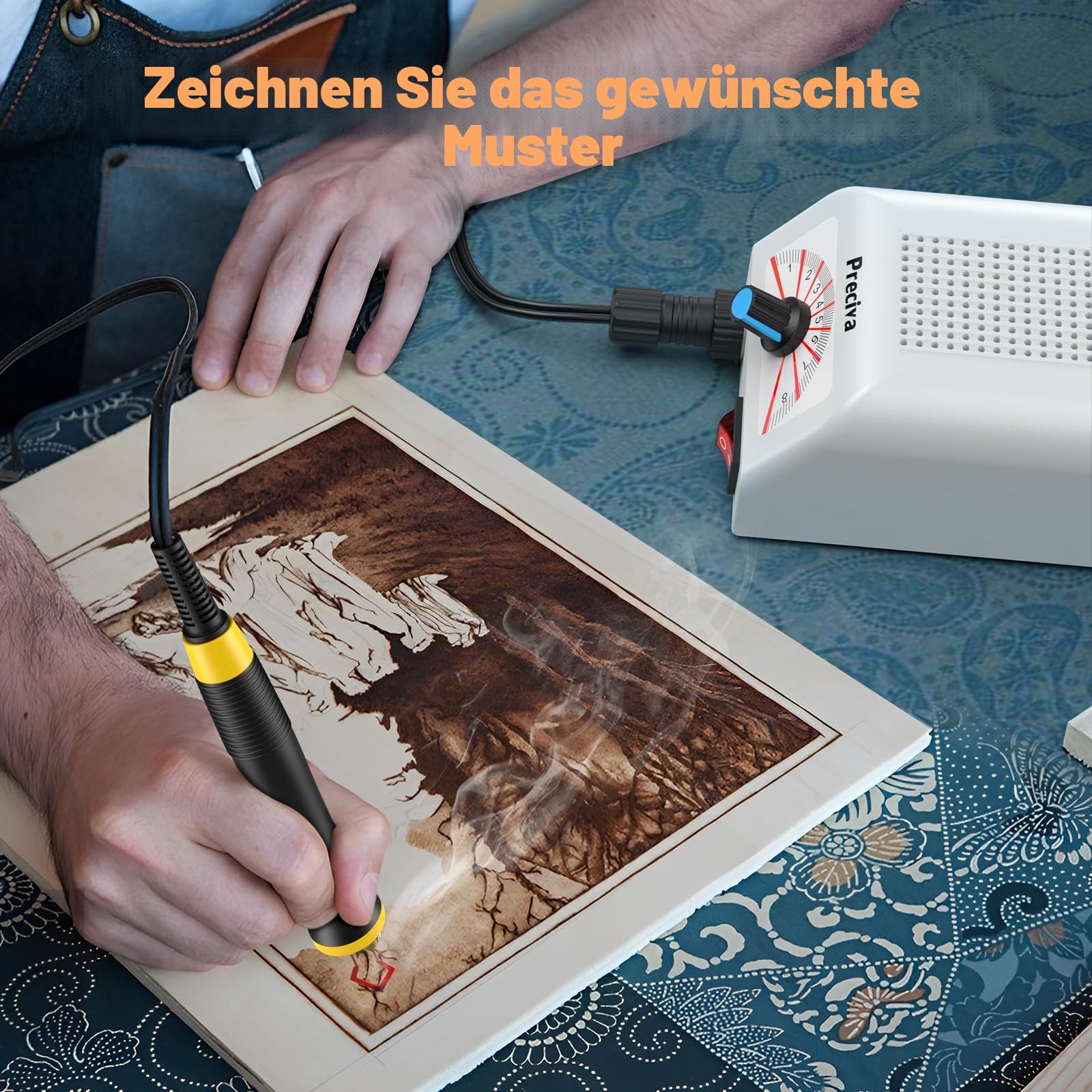 Brandmalstation, Preciva Brandmalerei Set Bastelset Lötstation Lötkolben Set Brennkolben 25W mit 30tlg Lötspitzen, einstellbare Temperatur 200℃ - 800 ℃ Holzbrennstation, Brandmalkolben für Holz, Leder