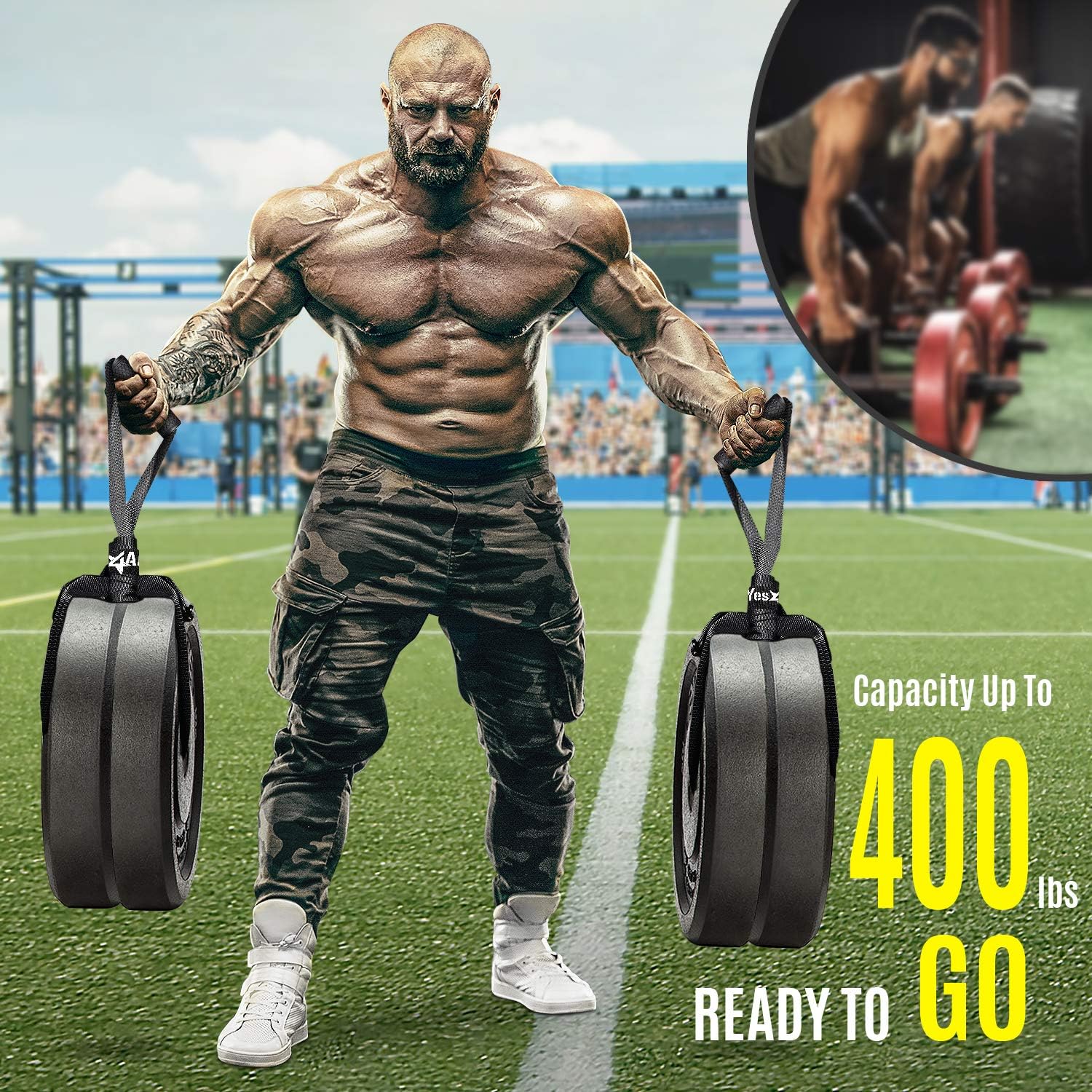 Yes4All Weightlifting Handle Straps Deadlift Straps Excercise Straps Farmers Walk Straps Farmer Walk Handles Suspension Workout Strap Support up to 400lbs - Pair, Black : Sports & Outdoors