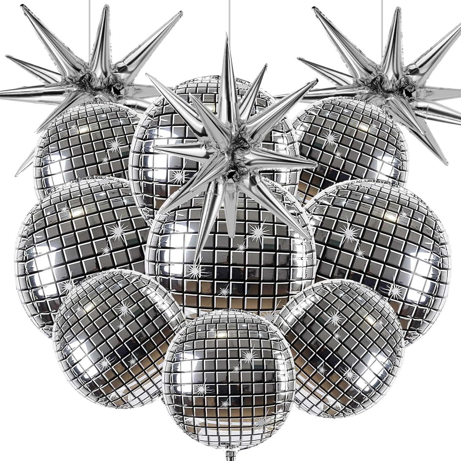 Palloncini Disco A Specchio 22 Pollici – Set Da 9 Palloncini Metallici 4D Per Feste Anni '70/'80 – Decorazioni Discoteca - 2