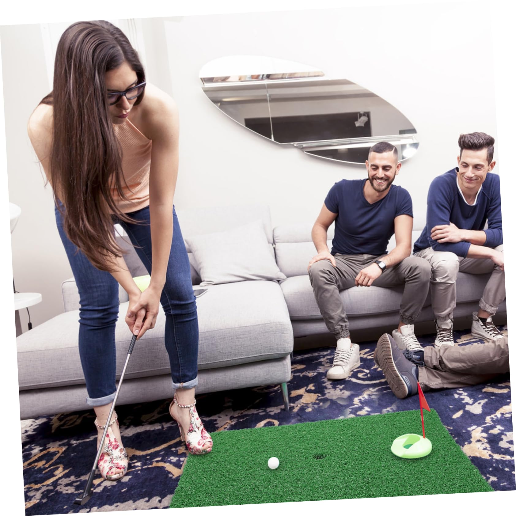 CORHAD Indoor Swing Practice Mat Golf Training Pad Artificial Grass Mini Golf Swing Pad Driving Range Mat