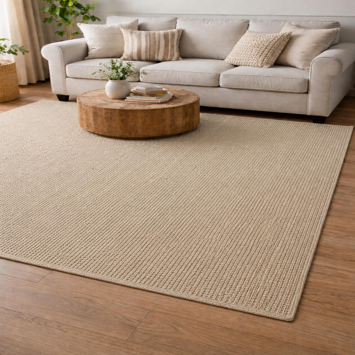 Urban Home (6x8 feet Handwoven Jute Rectangular Rug, Natural Fiber, Braided Reversible Carpet for Bedroom Living Room Dining Room-image-17