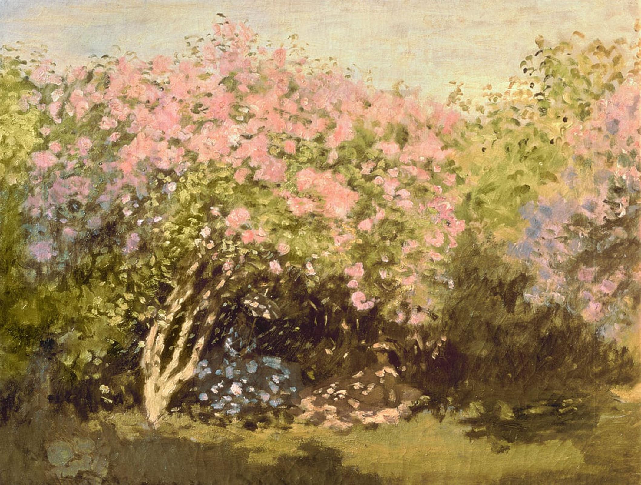 ARTXLXXBN Famous Painting Canvas Artwork Graffiti Print Lilac in the Sun by Claude Monet Portrait Canvas Image for Home Decor 60x90cm