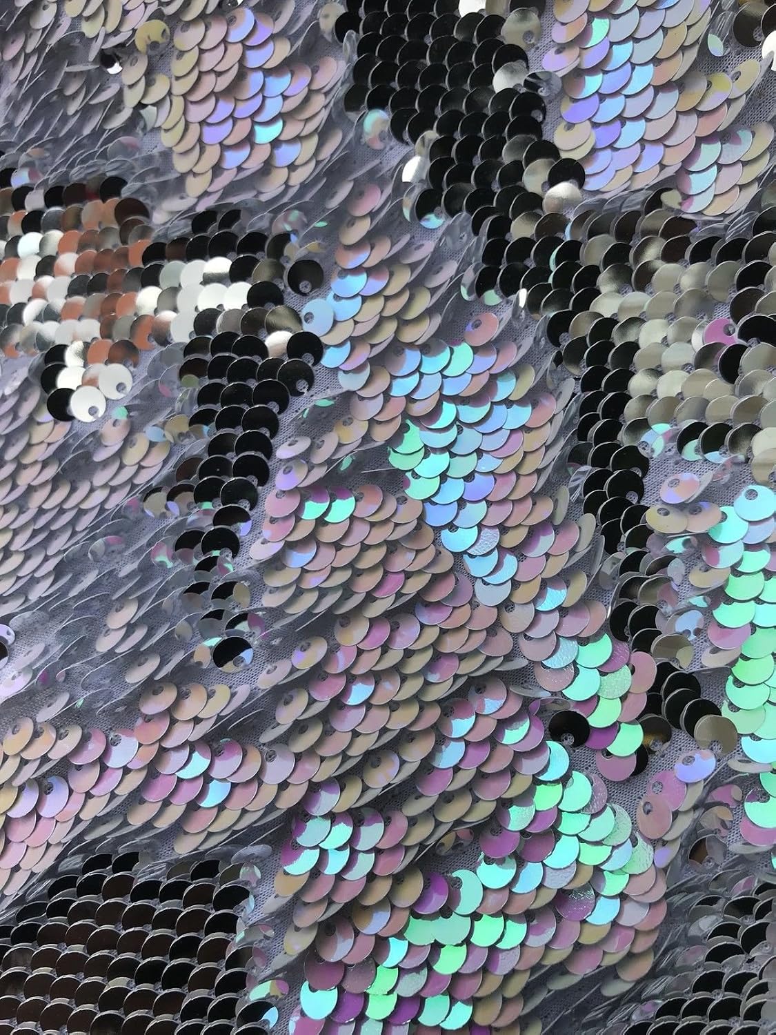 PINK-SILVER Mermaid Fish Scales-2 Way Stretch-2 Tone Sequins- Sold By The Yard