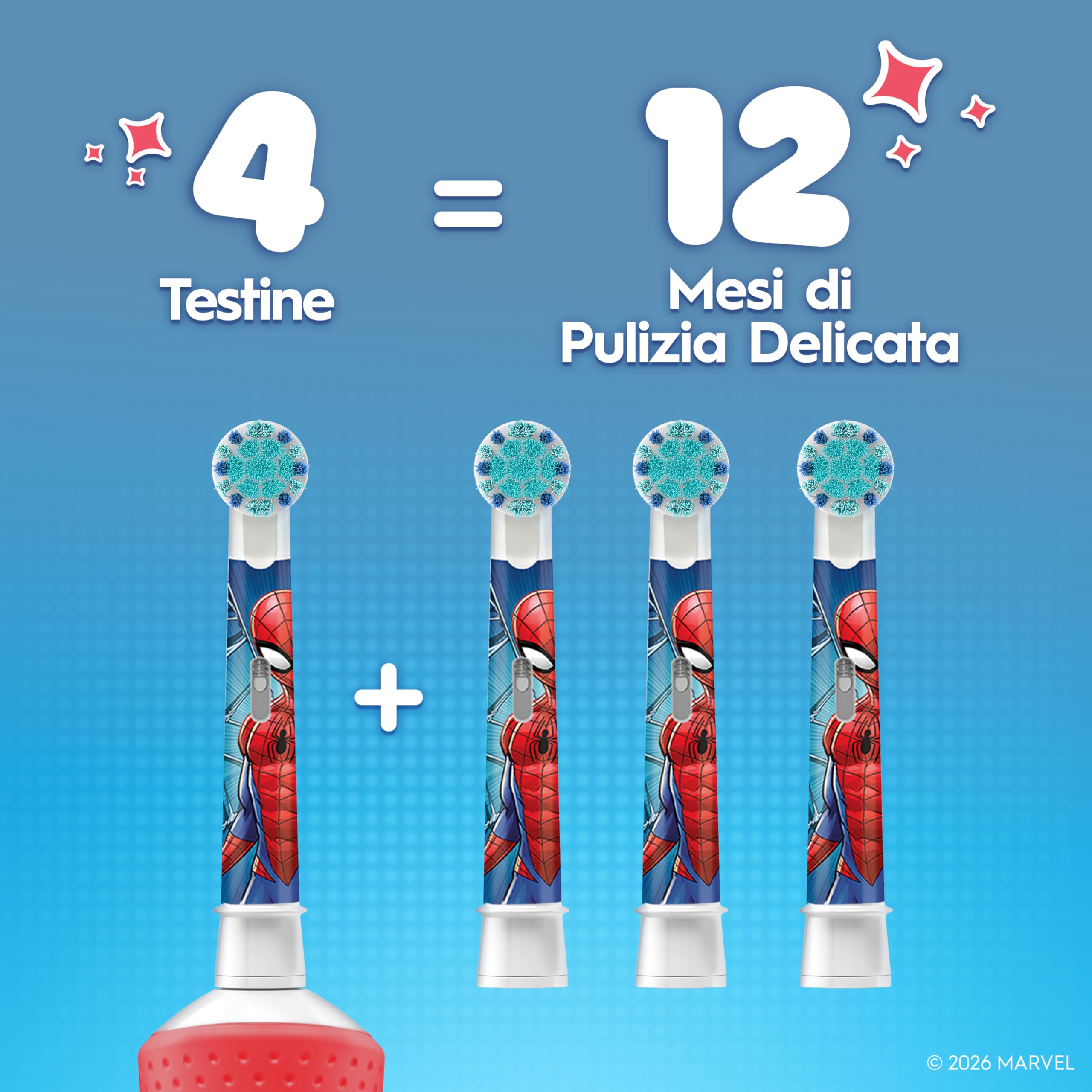 Oral-B PRO Testina Spazzolino Elettrico Per Bambini dai 3 anni in su, Con Marvel Spiderman, Setole Extra Morbide, Bianco, Confezione Da 10 | 10 Testine di Ricambio per Spazzolino Elettrico Pro Kids 3+ Marvel Spiderman, Setole Extra Morbide, per Bambini da