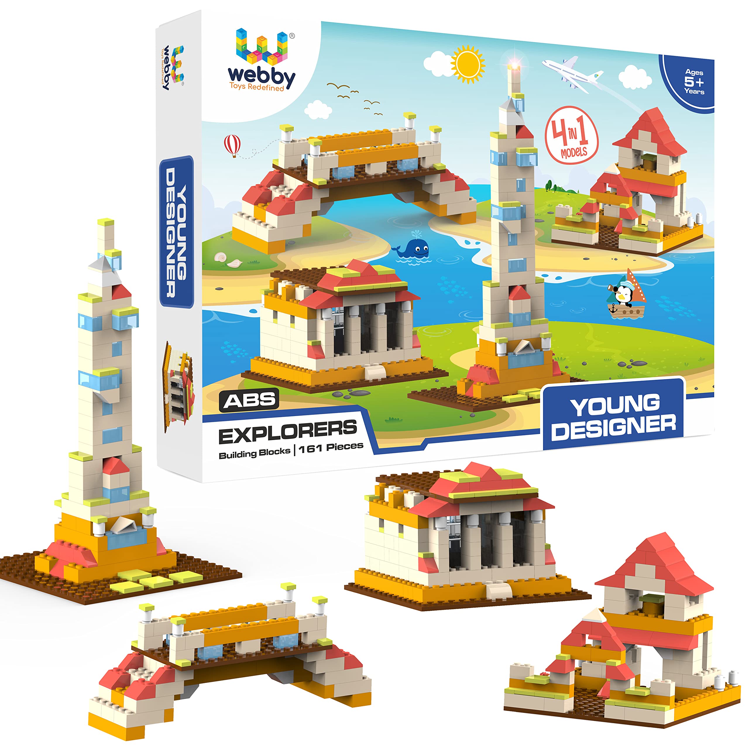 Webby 4 In 1 Young Designer Abs Blocks Kit, Tower,Building, Bridge, Architecture Construction Play Set, Fun Creative Toy Set For 5+ Years Kid (161 Pcs), Multi color (B0B49WC5FV) Amazon Price History, Amazon Price Tracker