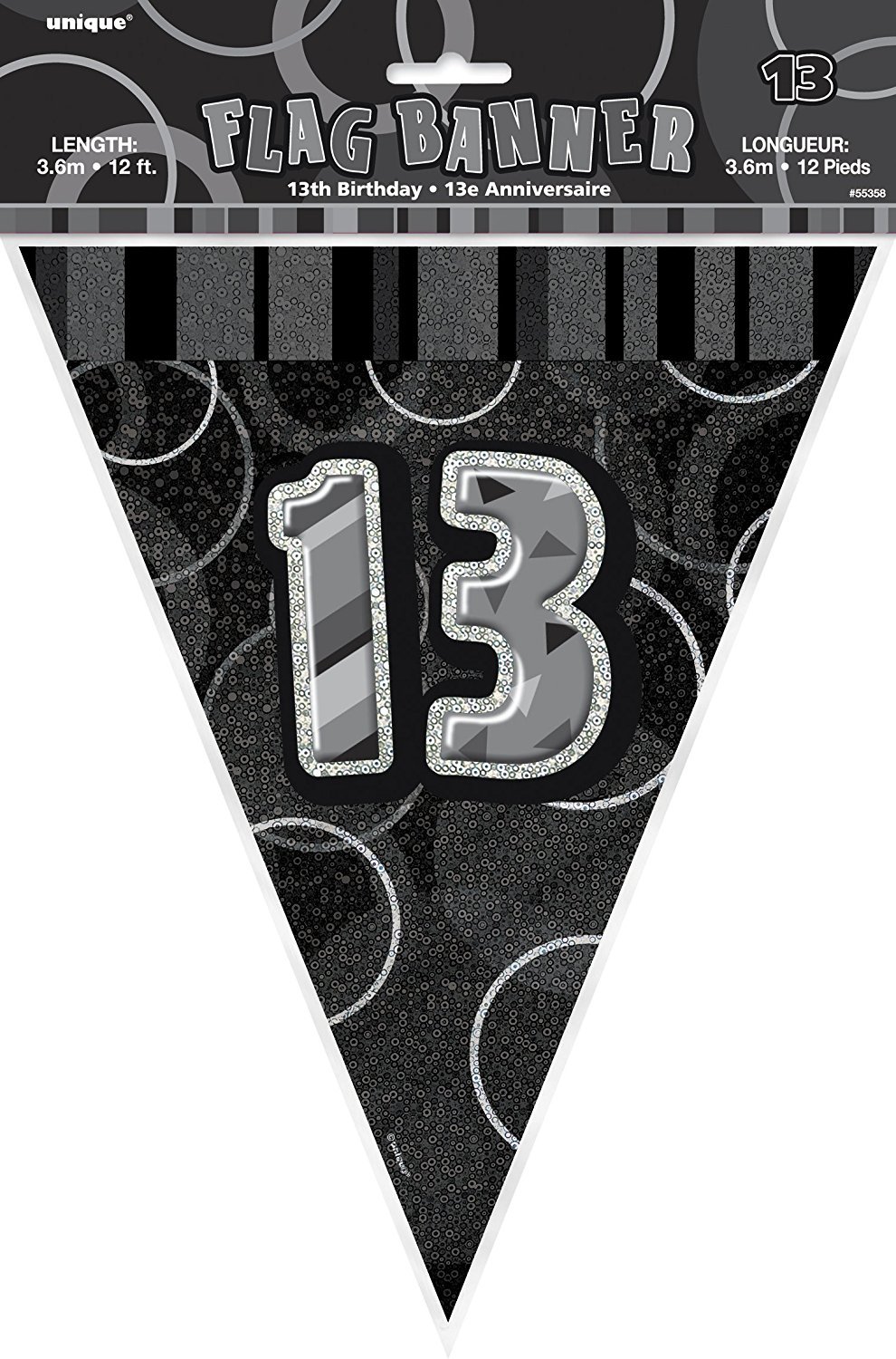 Unique Party 92068 - 9ft Foil Glitz Pink Happy 80th Birthday Banner — view 14