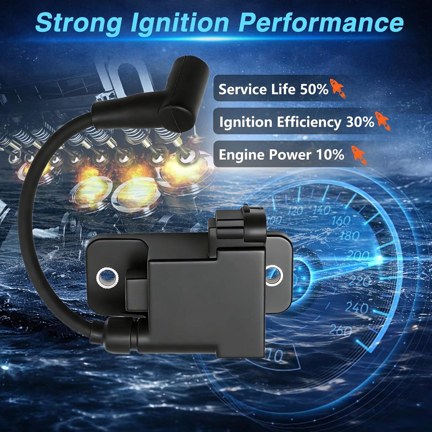CDM Module Ignition Coil Compatible with Mercury Outboard 30-300HP Force Replace # 827509A10, 827509A7, 827509T7, 114-7509