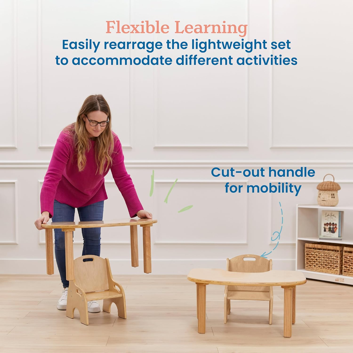 ECR4Kids Little Learner Table and Chair Set, Kids Furniture, Natural, 2-Piece