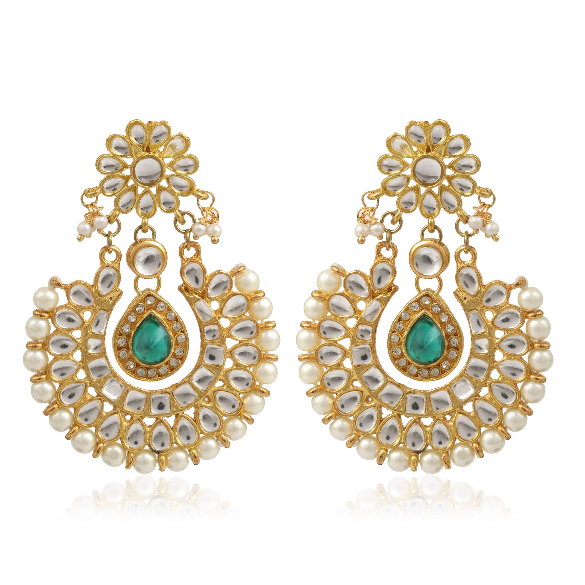 Karatcart Gold Plated Metal Fashion Chandbali Hook Dangler Stylish Fancy Green Earrings for Women (B07RCX1BBN) Amazon Price History, Amazon Price Tracker
