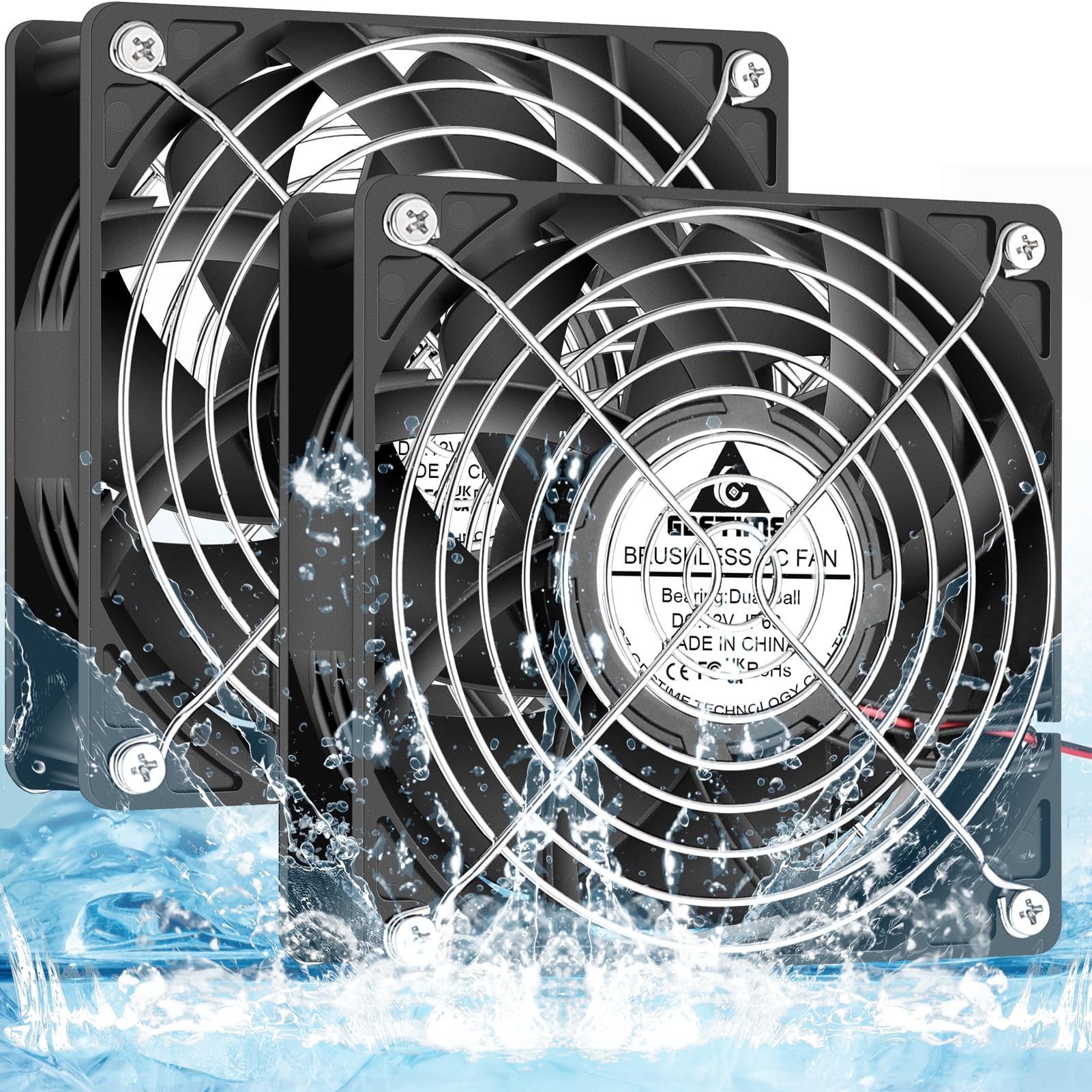 GDSTIME 120mm x 38mm 12V DC IP68 Waterproof Fan, High Speed Dual Ball Bearing Brushless Computer PC Case Exhaust Cooling Fan 2Pin for RV Refrigerator