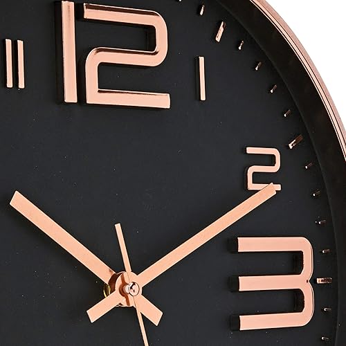 Miniatura 13 de Bernhard Products Reloj de pared plateado de 12 pulgadas, silencioso, sin tictac, de cuarzo, funciona con pilas, redondo, blanco, decorativo, diseño