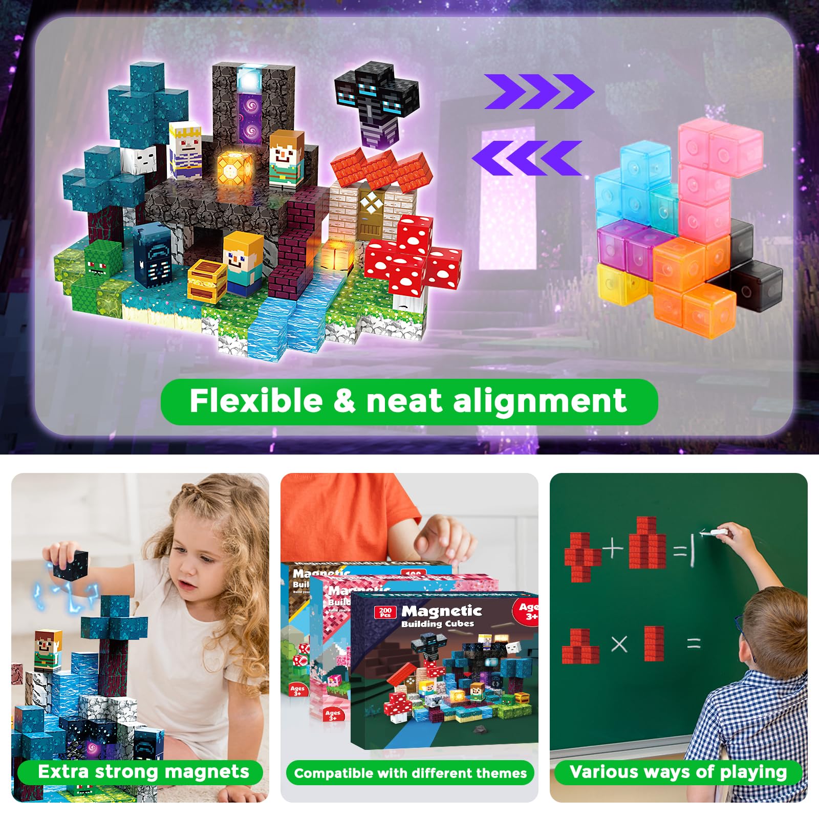 Magneverse Magnetyczne klocki budowlane dla dzieci 200 sztuk - motyw przygody w lesie Zmierzch z 36 rodzajami magnetycznych bloków, zabawka edukacyjna budowlana prezent dla dzieci w wieku 4-12 lat