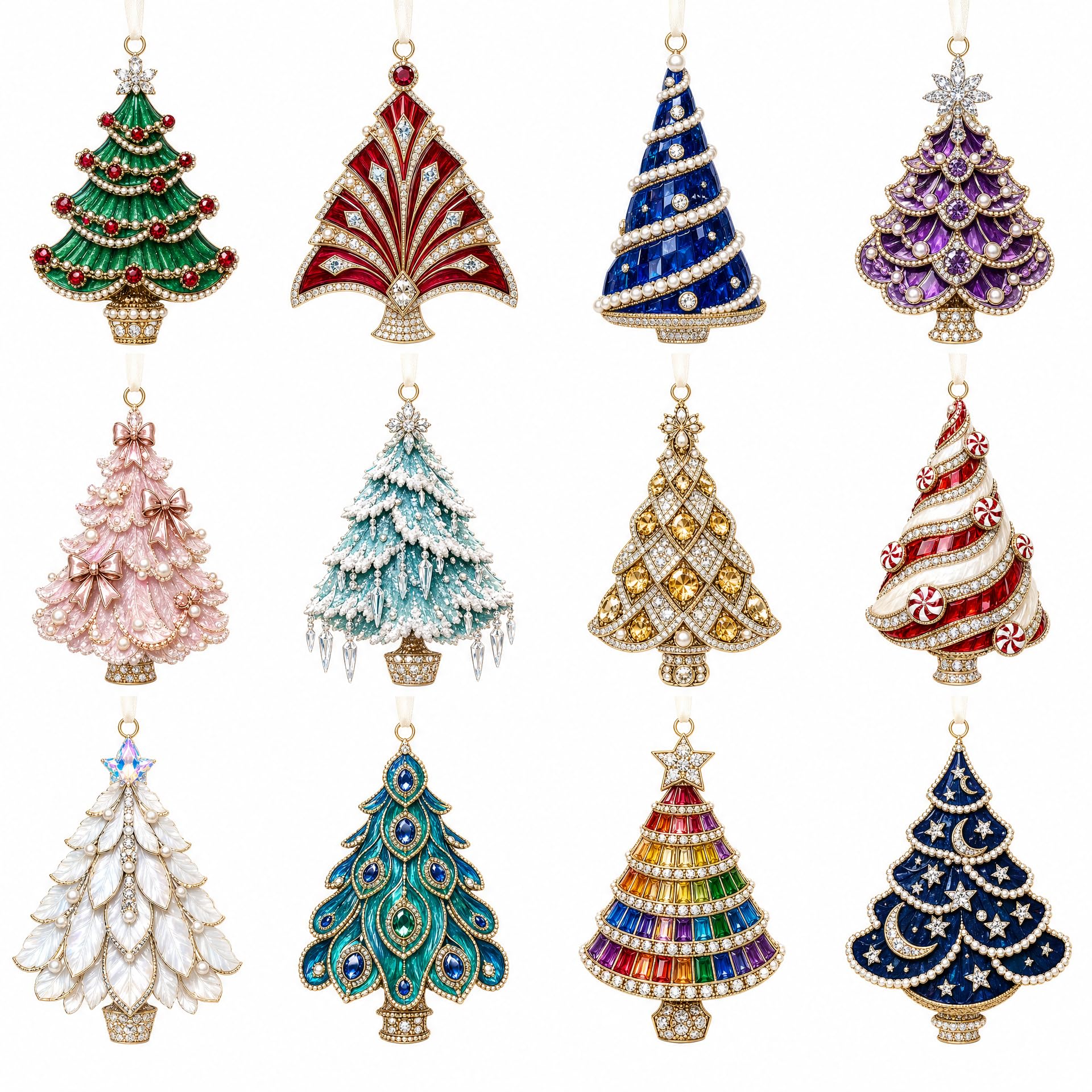 DualBlades 12pcs Diamond Art Christmas Ornaments, DIY Pearl Diamond Art Kits for Adults Hanging Pendant Style Pearl Art Kits for Adults Christmas Decor Craft，Style I — image 1