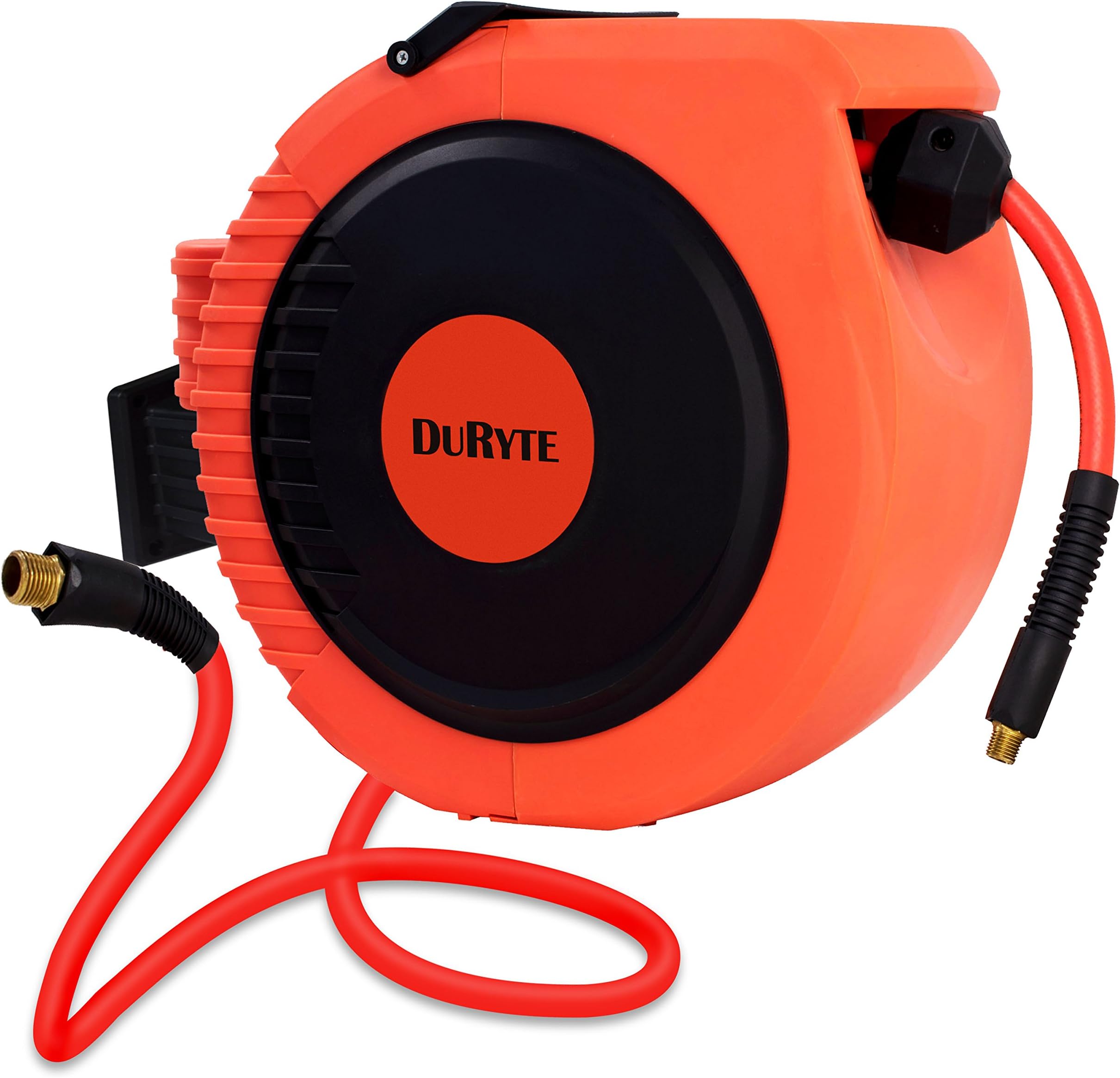 Pro Retractable Air Hose Reel with Excellent Optional-Position Lock Mechanism and 3/8-Inch by 50-Feet Hybrid Hose