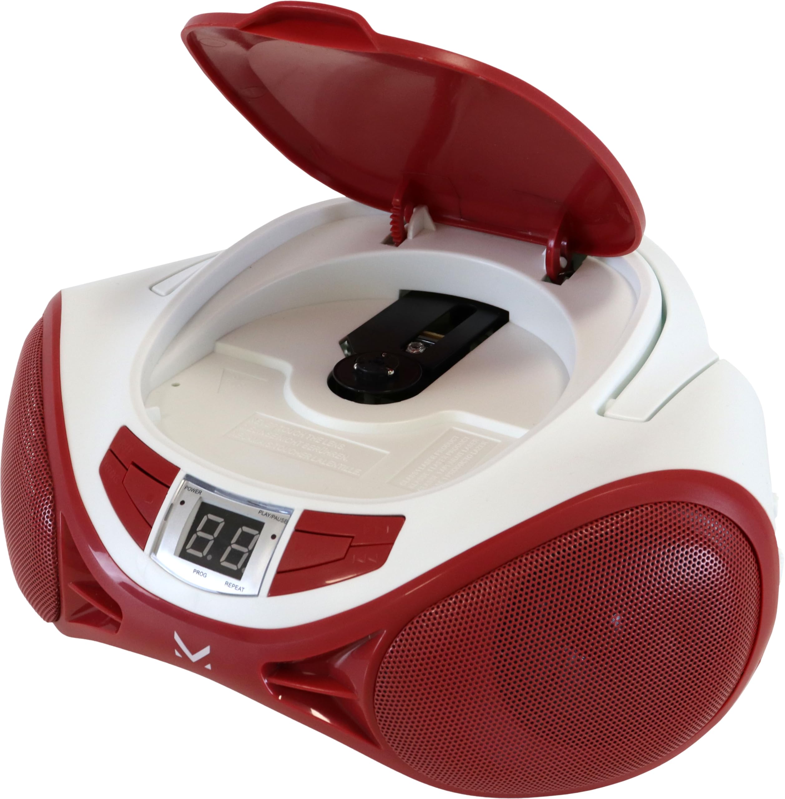 Majestic AH 1262R AX - Boom Box Portatile con Lettore CD, Ingresso AUX-IN, doppia possibilità di alimentzione (cavo incluso, batterie non incluse) BiancoRosso)