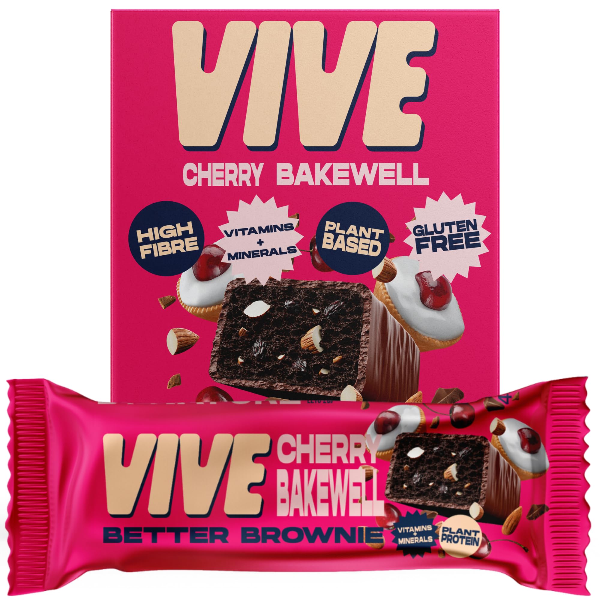 Sponsored Ad – Better Brownie Cherry Bakewell with Immunity Vitamins - Low Calorie Vegan Treat - Healthy Protein Snack - Pack of 15