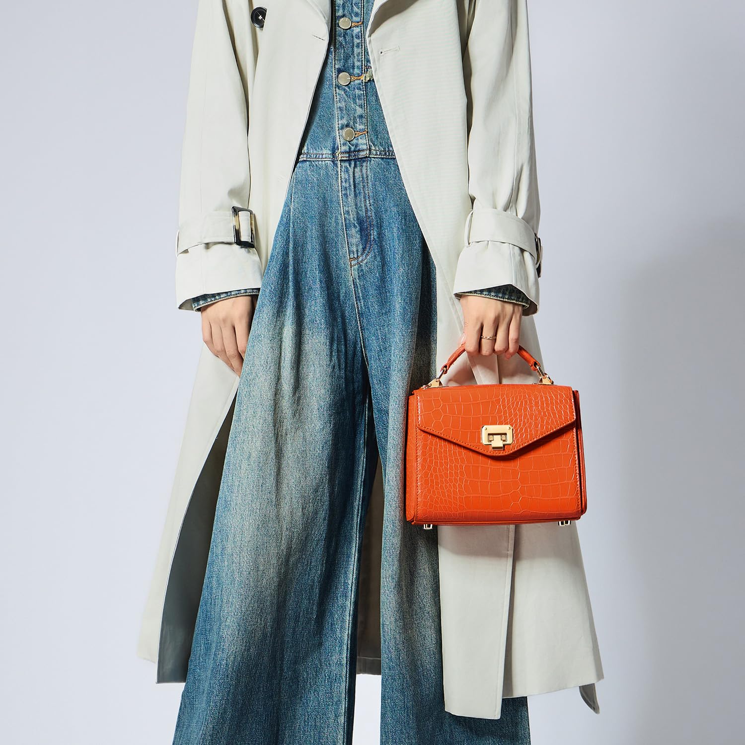 VICTORIA HYDE Bolso bandolera vintage para mujer, de piel auténtica vegana, con bolsa cuadrada pequeña